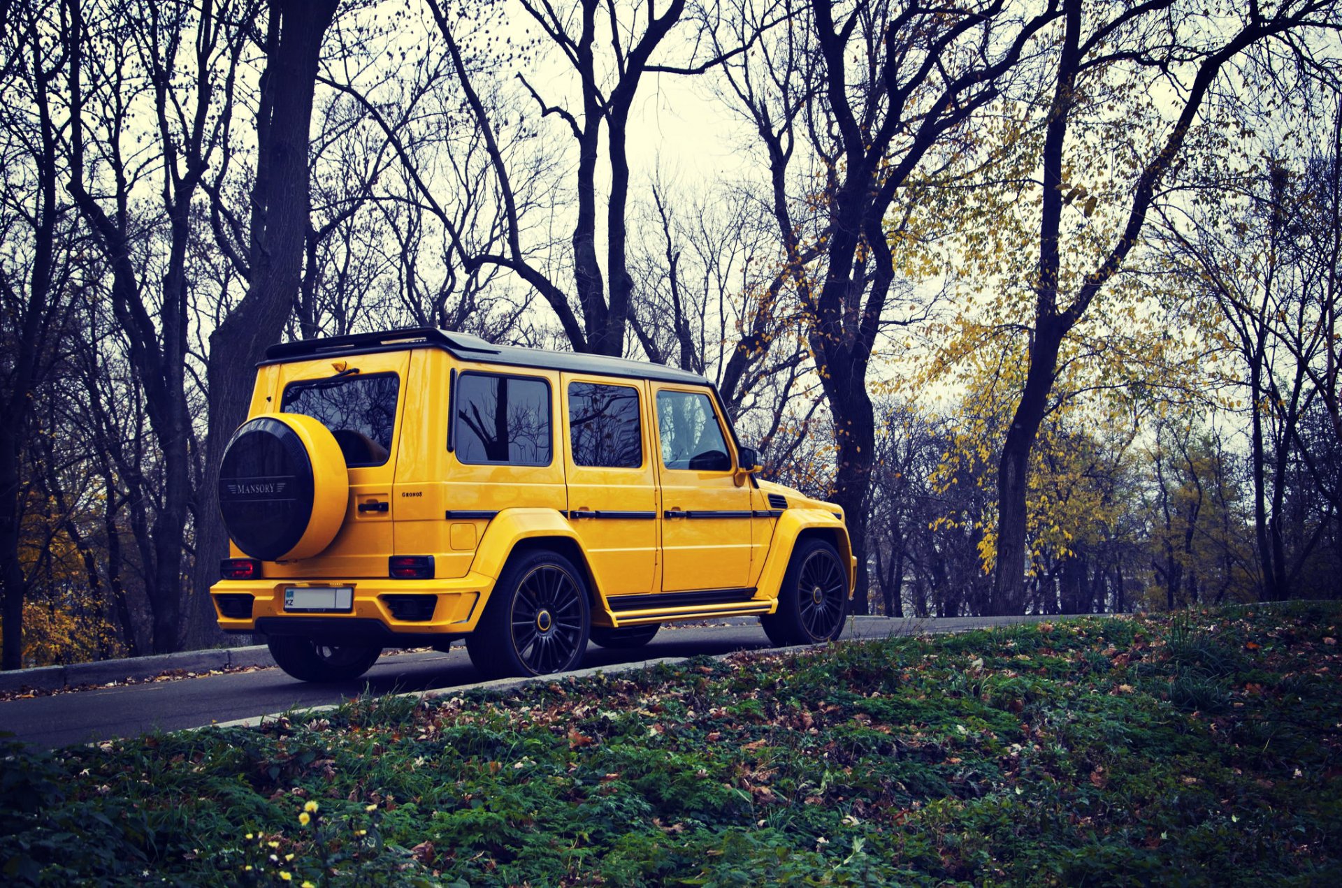 mercedes benz g63 mansory gronos yellow suv autumn mercedes
