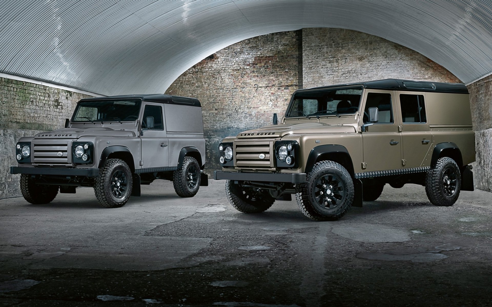 land rover defender utility wagon x- tech jeep suv front hangar background
