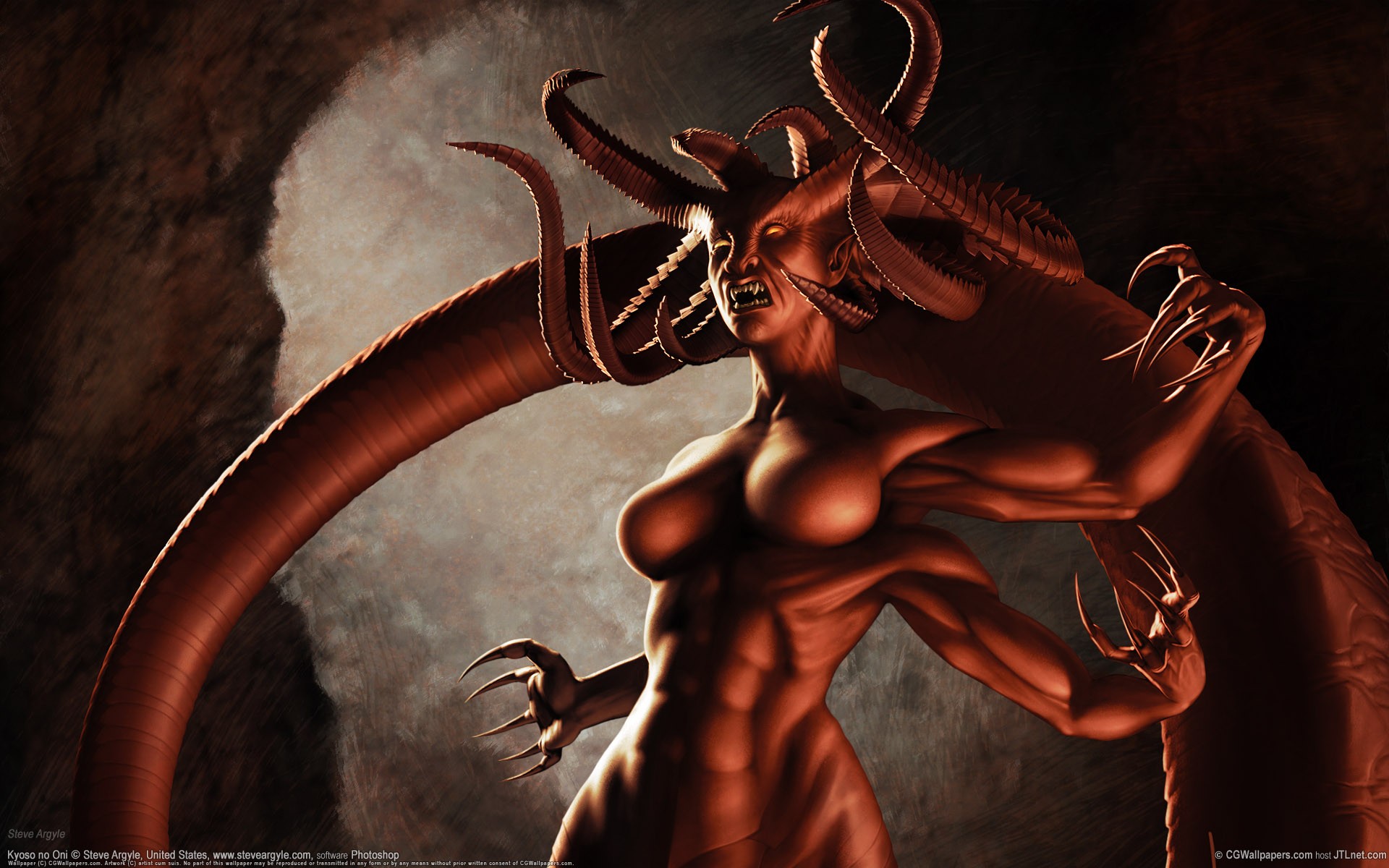 kyoso no oni demon horn claws steve argyle cg wallpapers