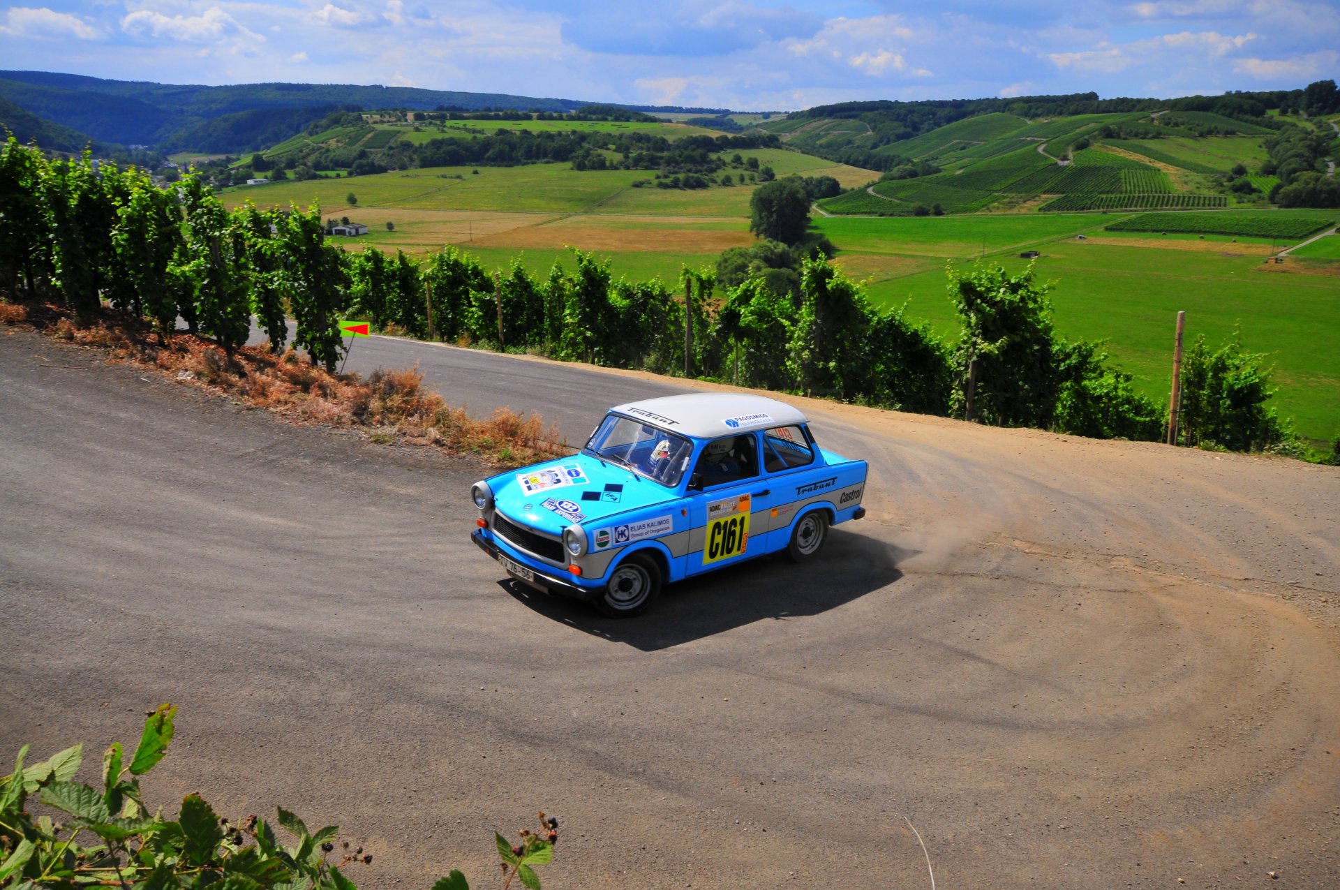trabant rally smack blue view from the top sports car