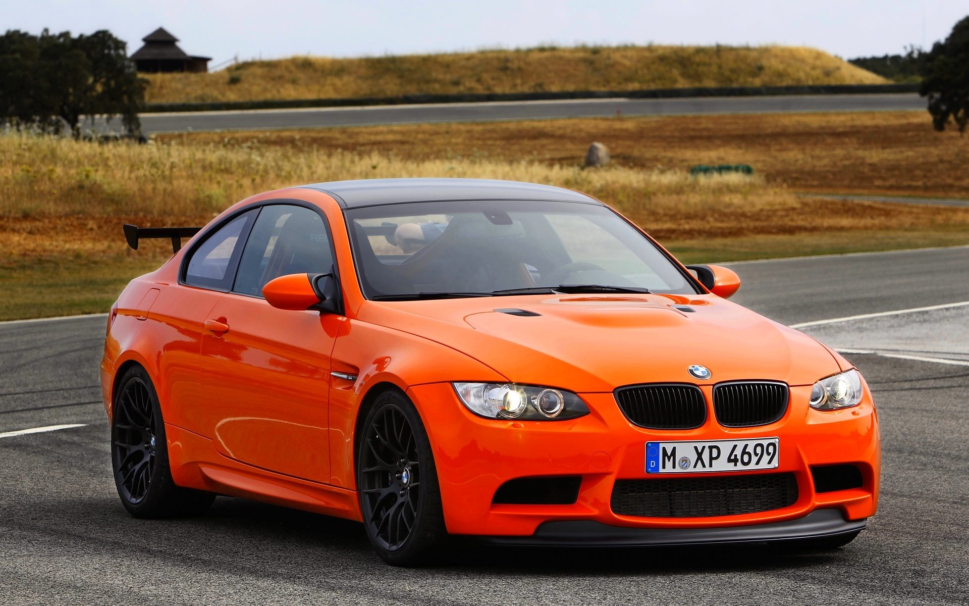 bmw m3 gts orange front light hood car logo