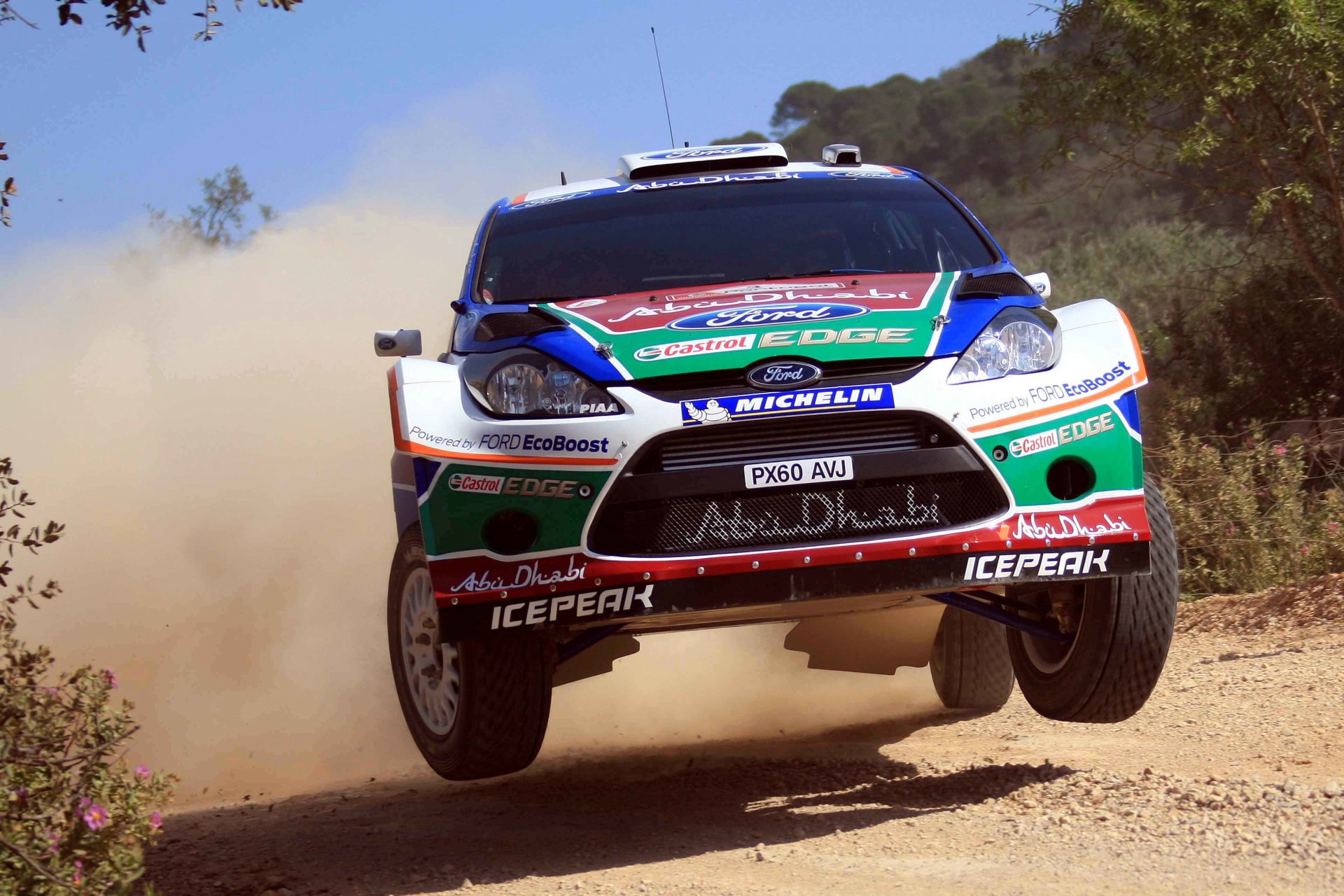 ford fiesta rally wrc sports car race dust in the air light hood vehicles grille competition