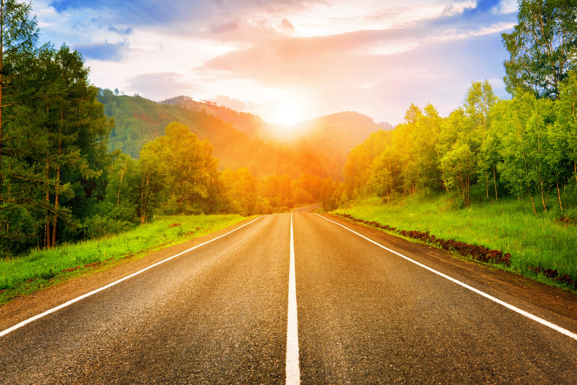 sunrise dawn road sun