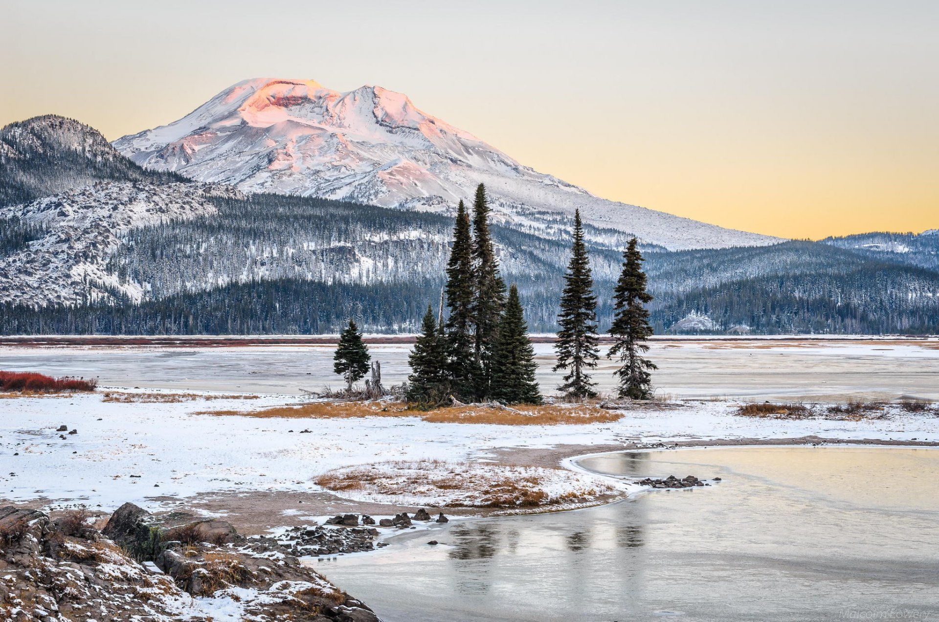 winter snow mountain united states tree river nature