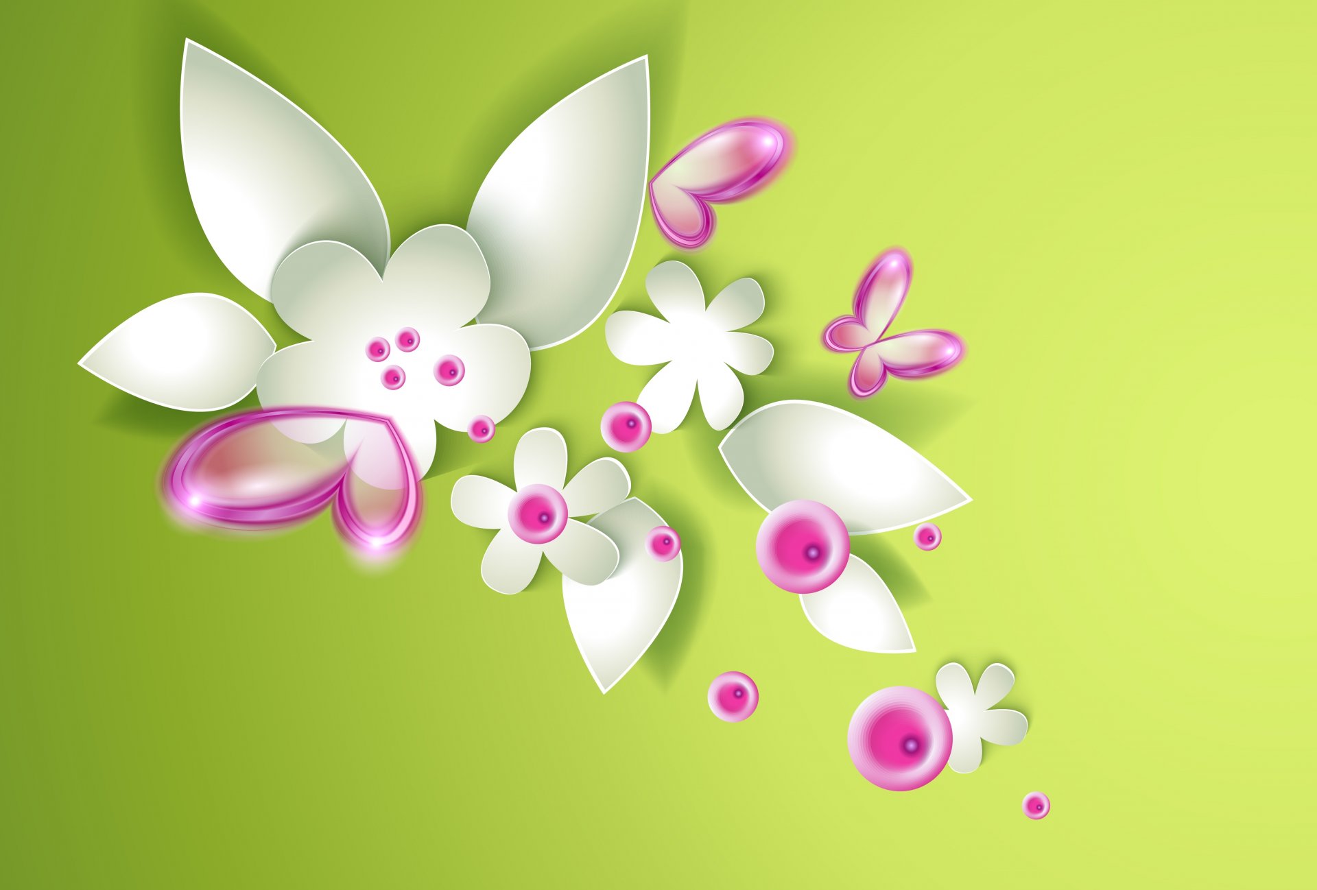 green abstraction flower butterfly flowers butterflies