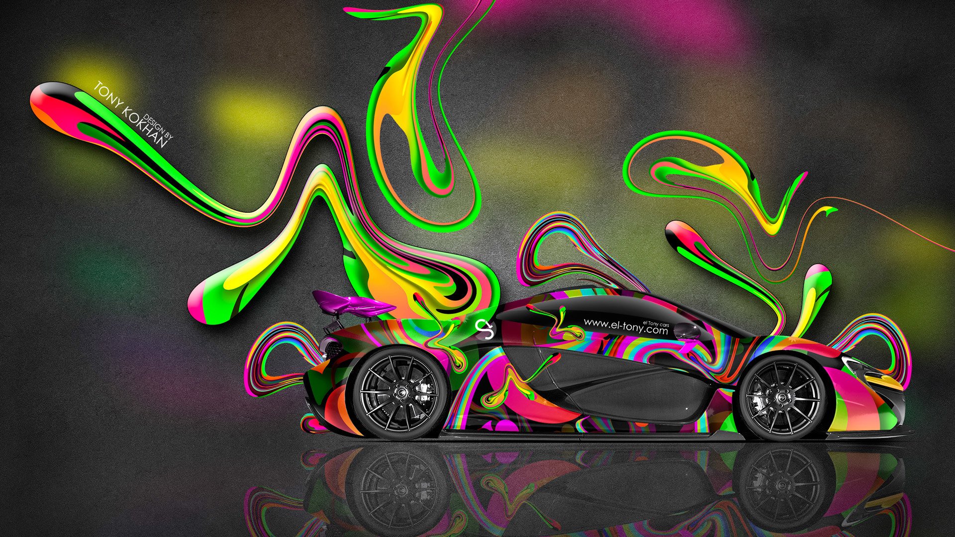 tony kokhan mclaren p1 side multicolors abstract aerography wallpapers el tony cars photoshop tony cohan style airbrush bright plastic a side view multicolored machine wallpaper 2014