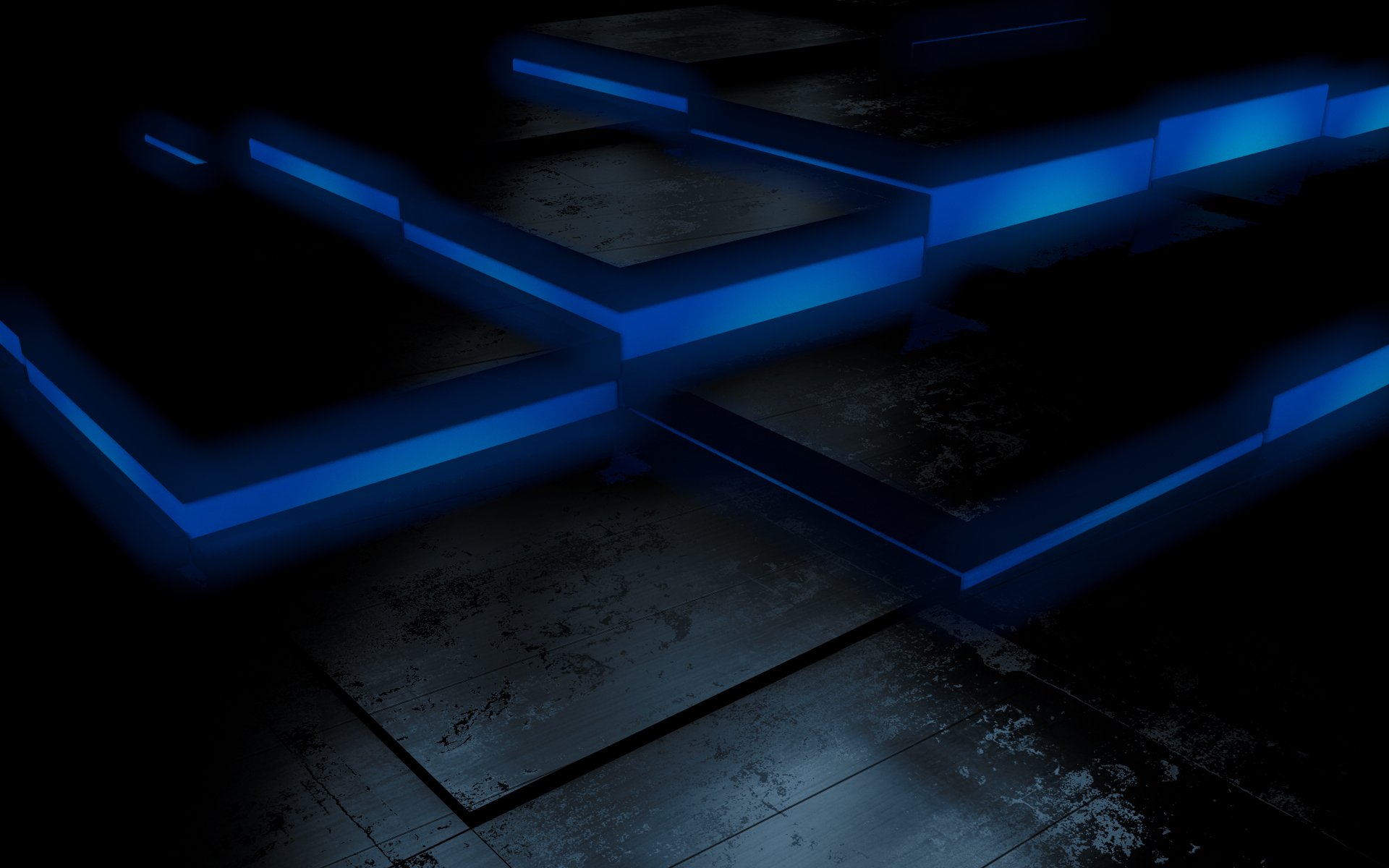 floor blue fluorescent black dark background jumps cubes