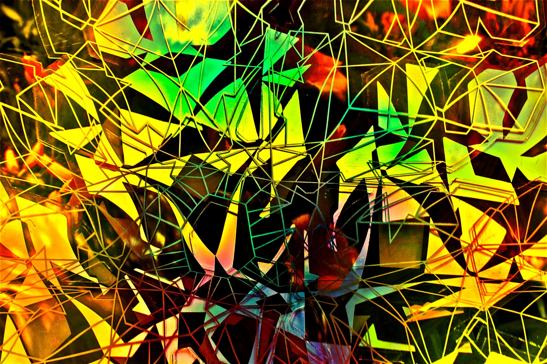 fractals light refraction colors figures geometry triptych