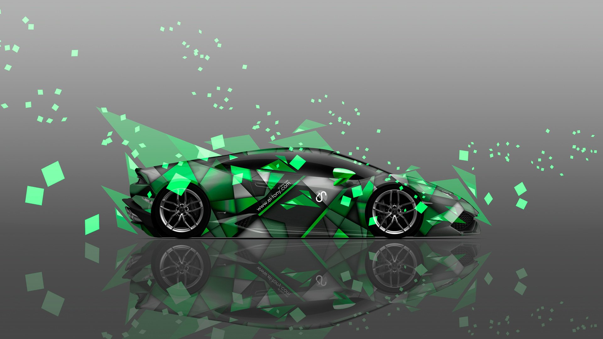 tony kokhan lamborghini huracan side abstract car green colors aerography el tony cars photoshop design tony cohan style a side view airbrush flowers wallpaper 2014