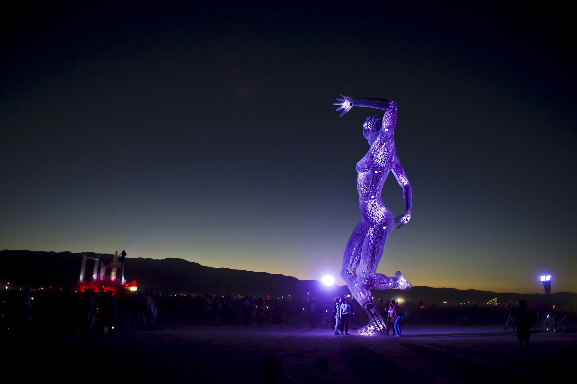 burning-man nevada united states art people mountain night the lady of the night