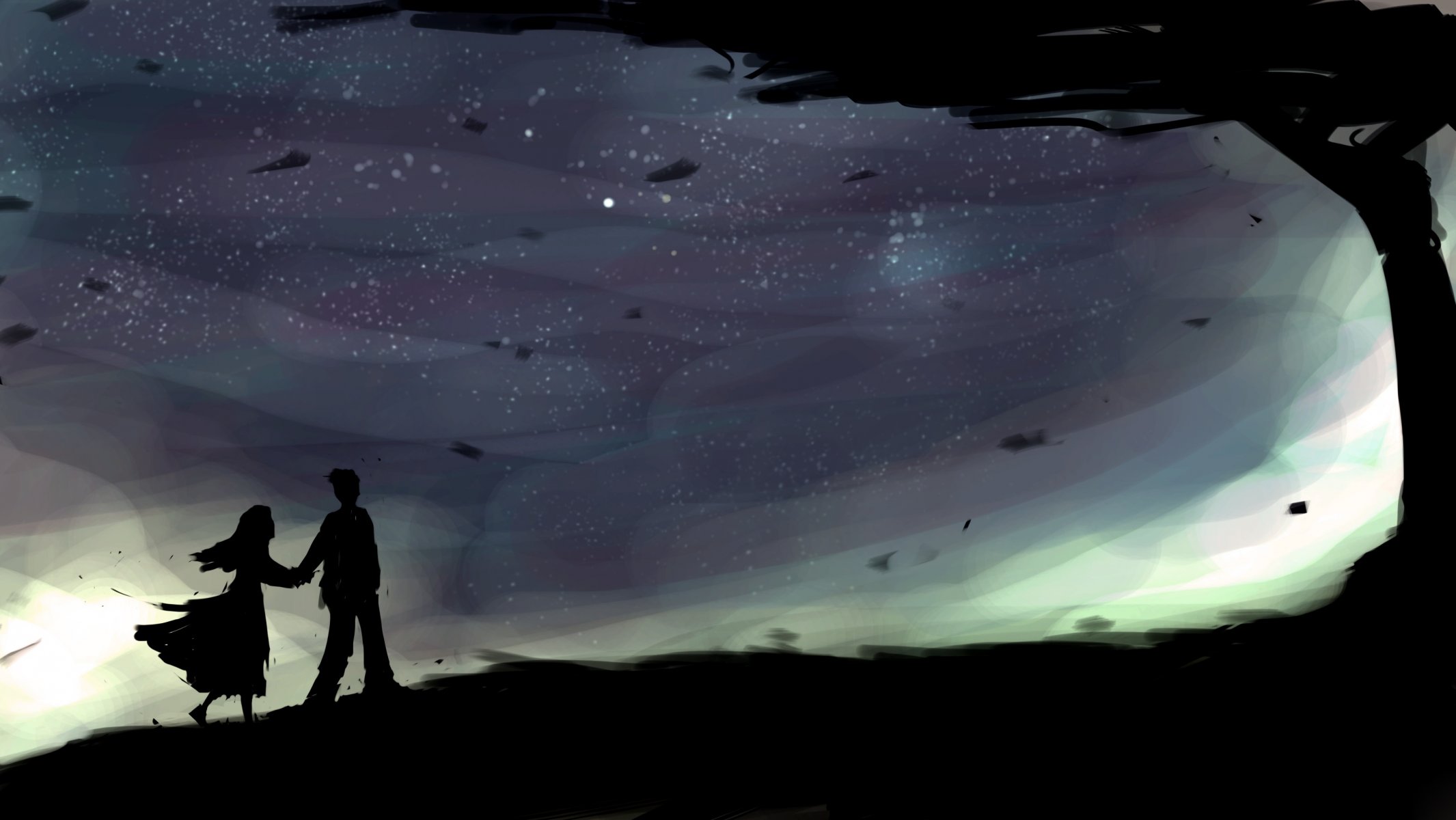 art guy girl wind leaves tree weather