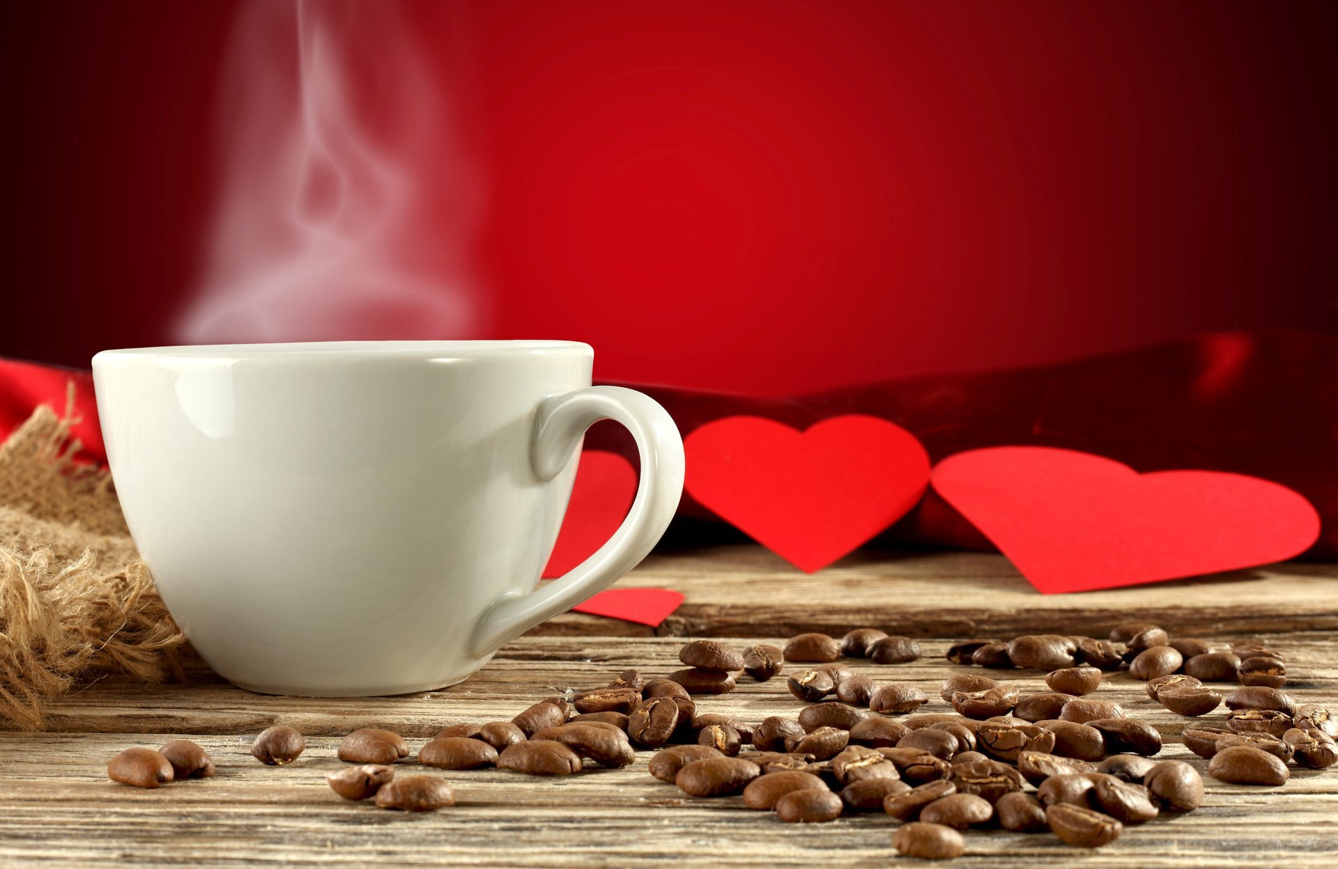 cup white drink pairs coffee heart red background