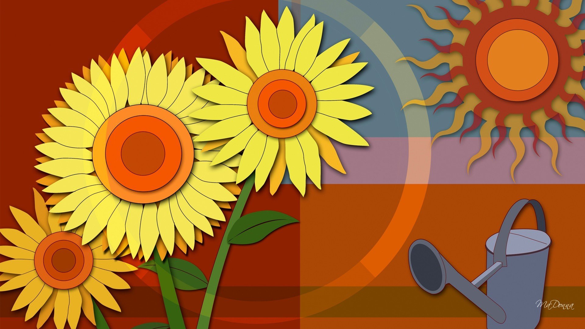 collage vector flower sun lake