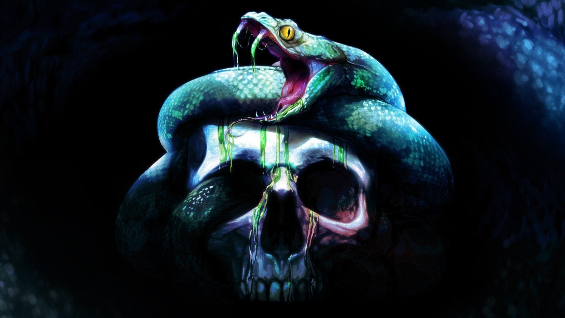 skull fear snake background