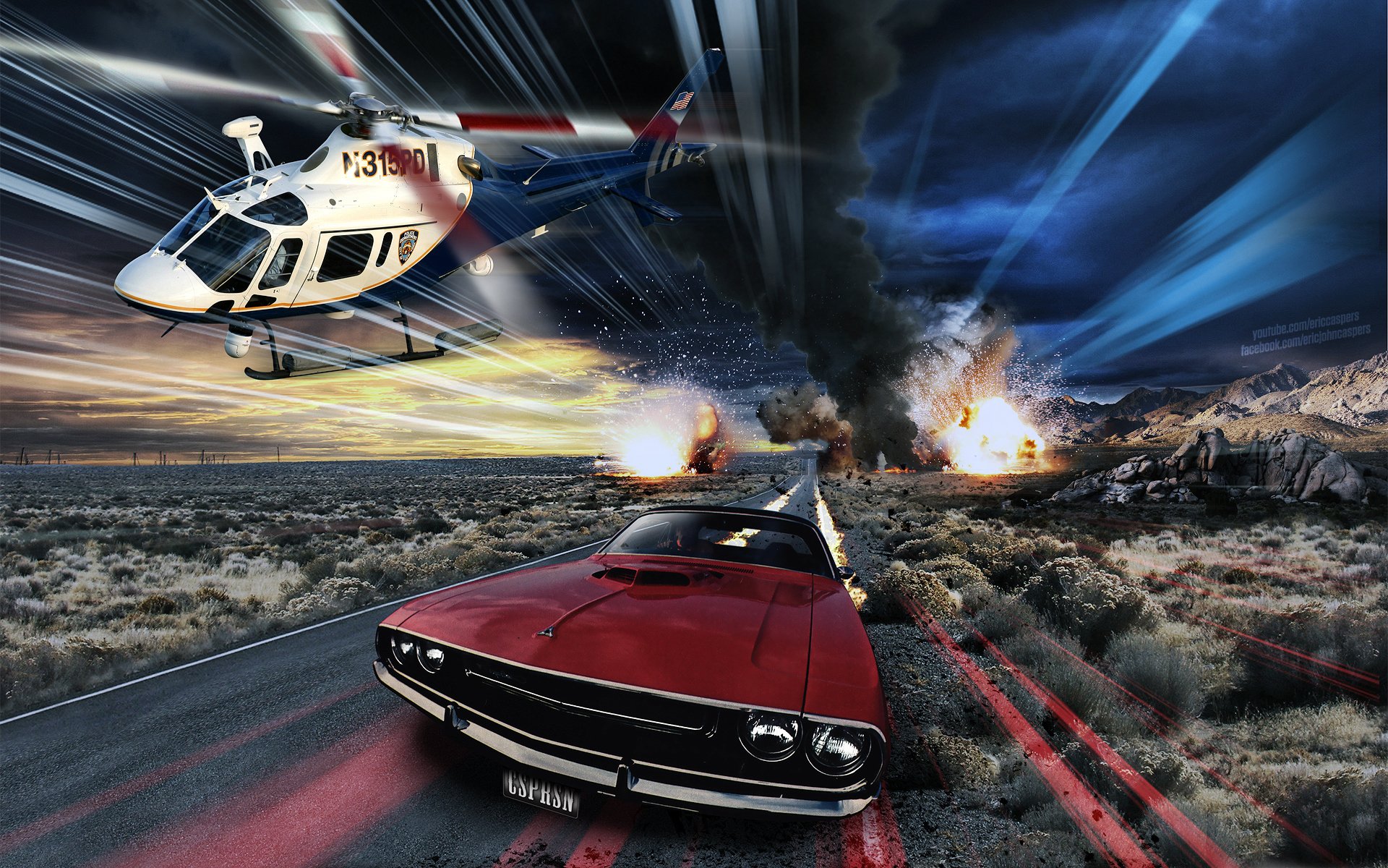 eric caspers red challenger police chase machine police helicopters