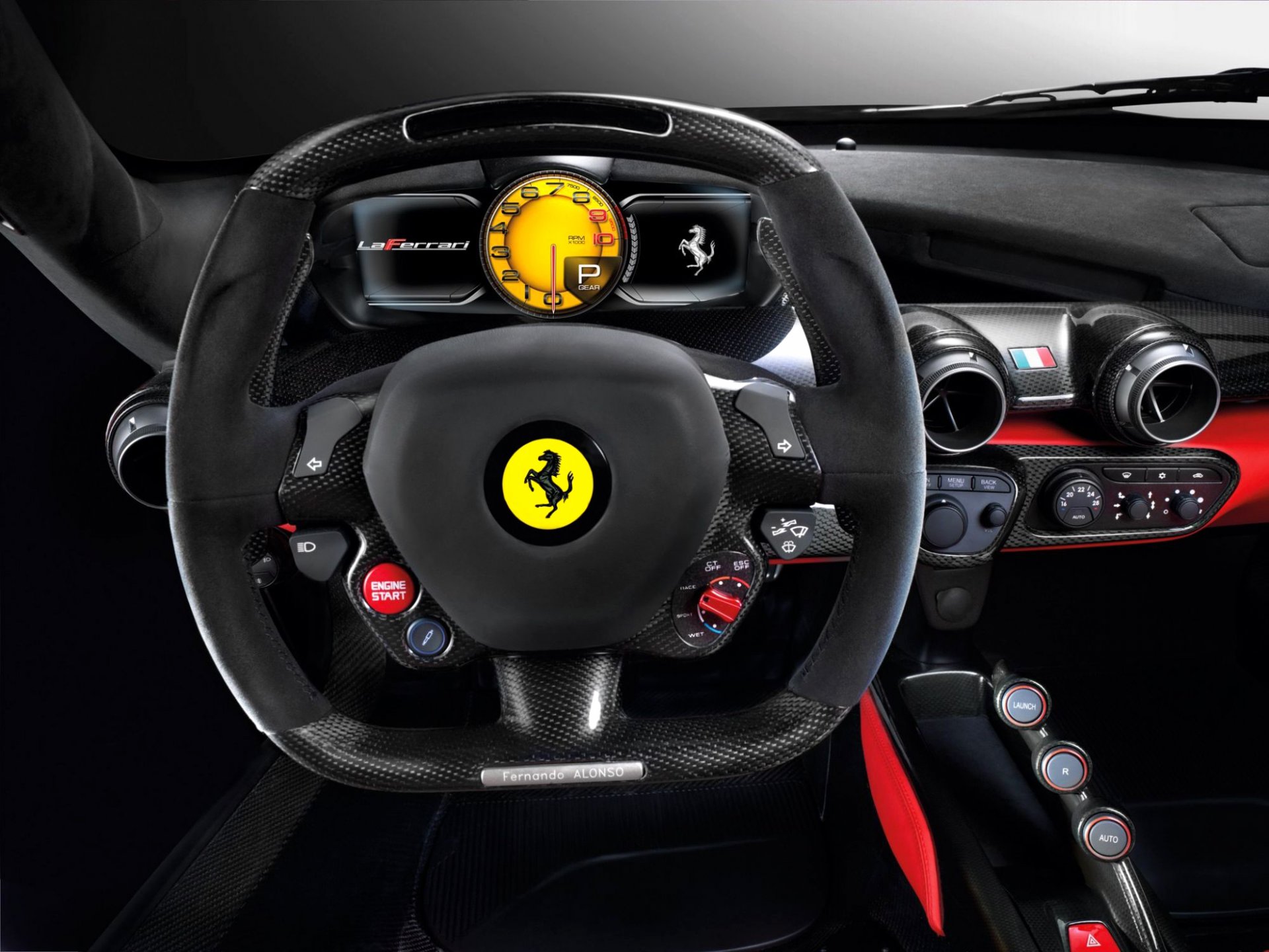 vehicles ferrari laferrari salon steering wheel panel management appliances hybrid class supercar italy company issue 2013 -present . fernando alonso blur bokeh close up wallpaper.