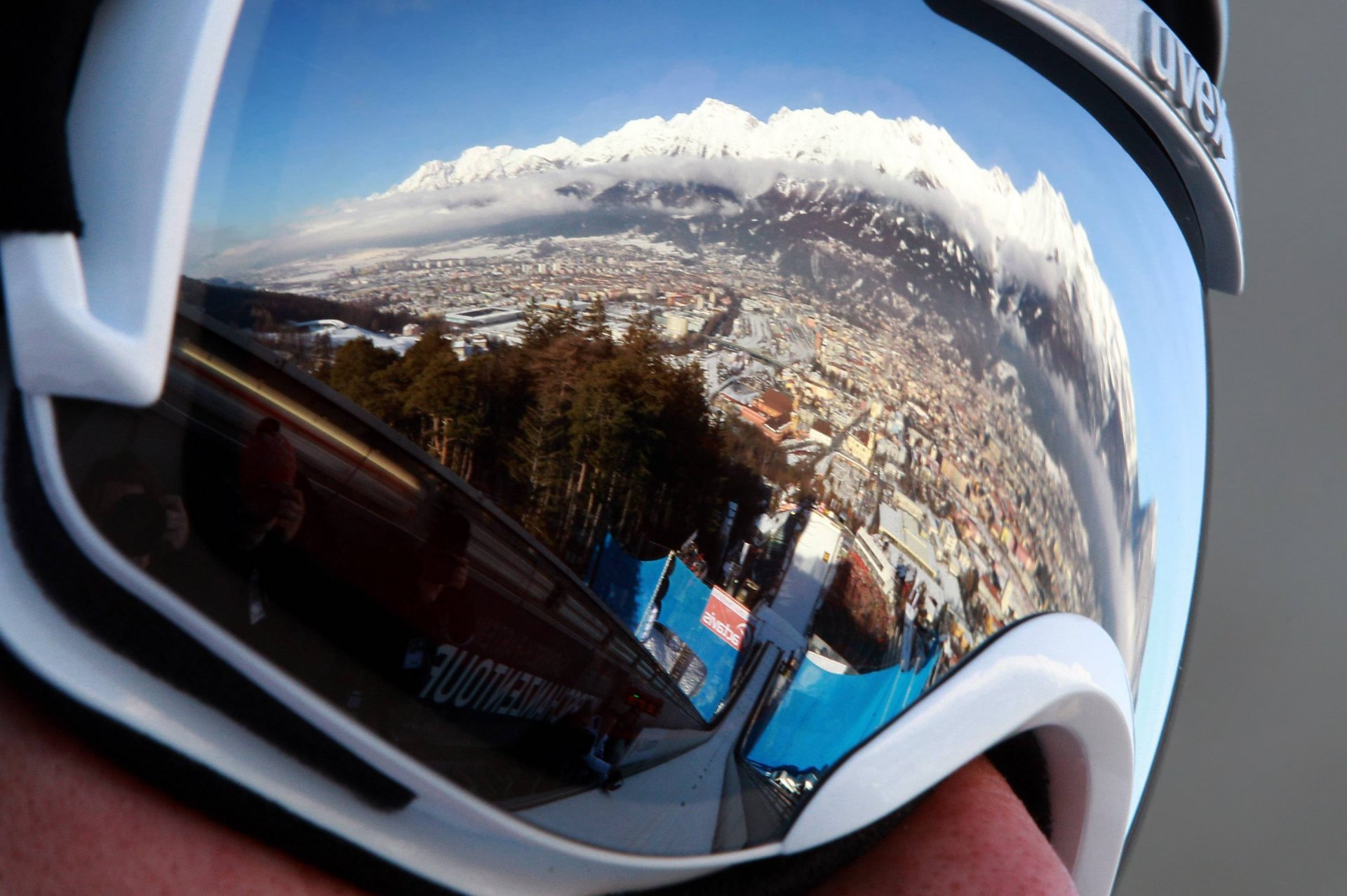 sunglasses reflection trampoline innsbruck austria alps mountain