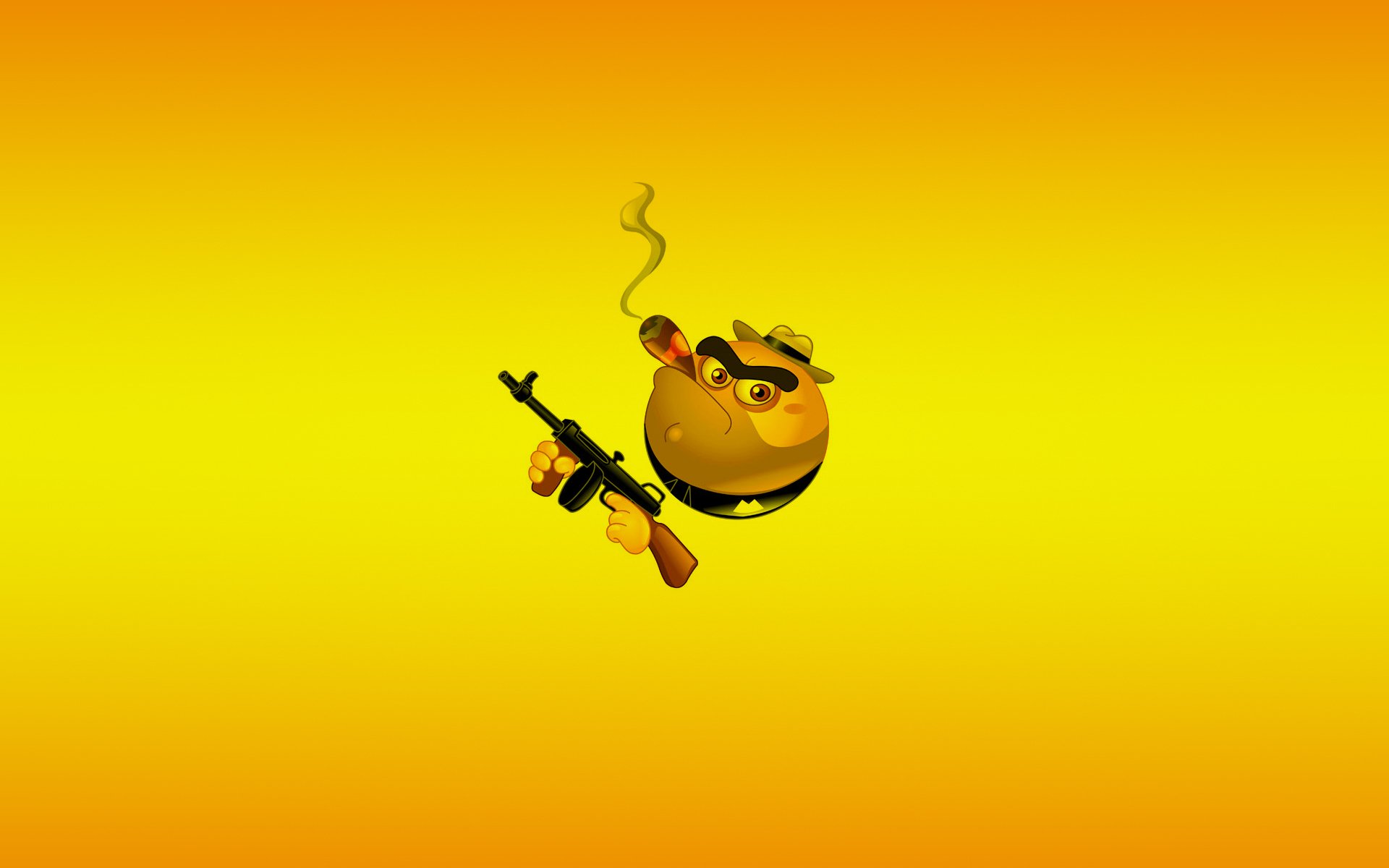 smile weapon yellow machine a gangster cigar minimalism