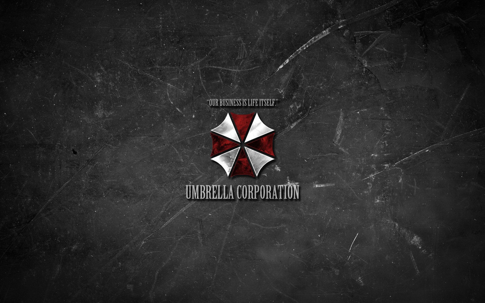umbrella logo our business is life itself slogan resident evil umbrella corporation textures minimalism