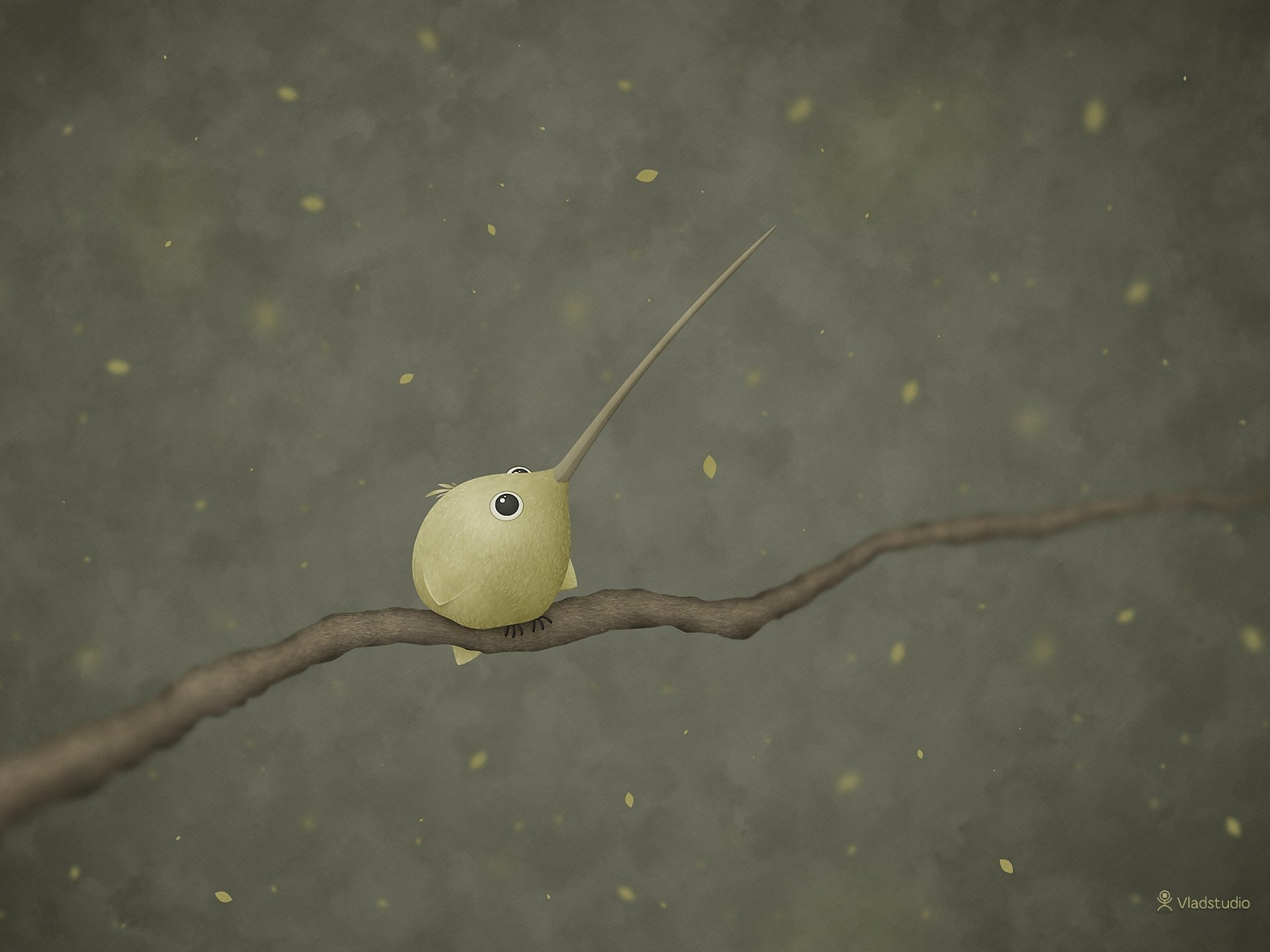 vladstudio ensifera ensifera poultry beak branch leaves