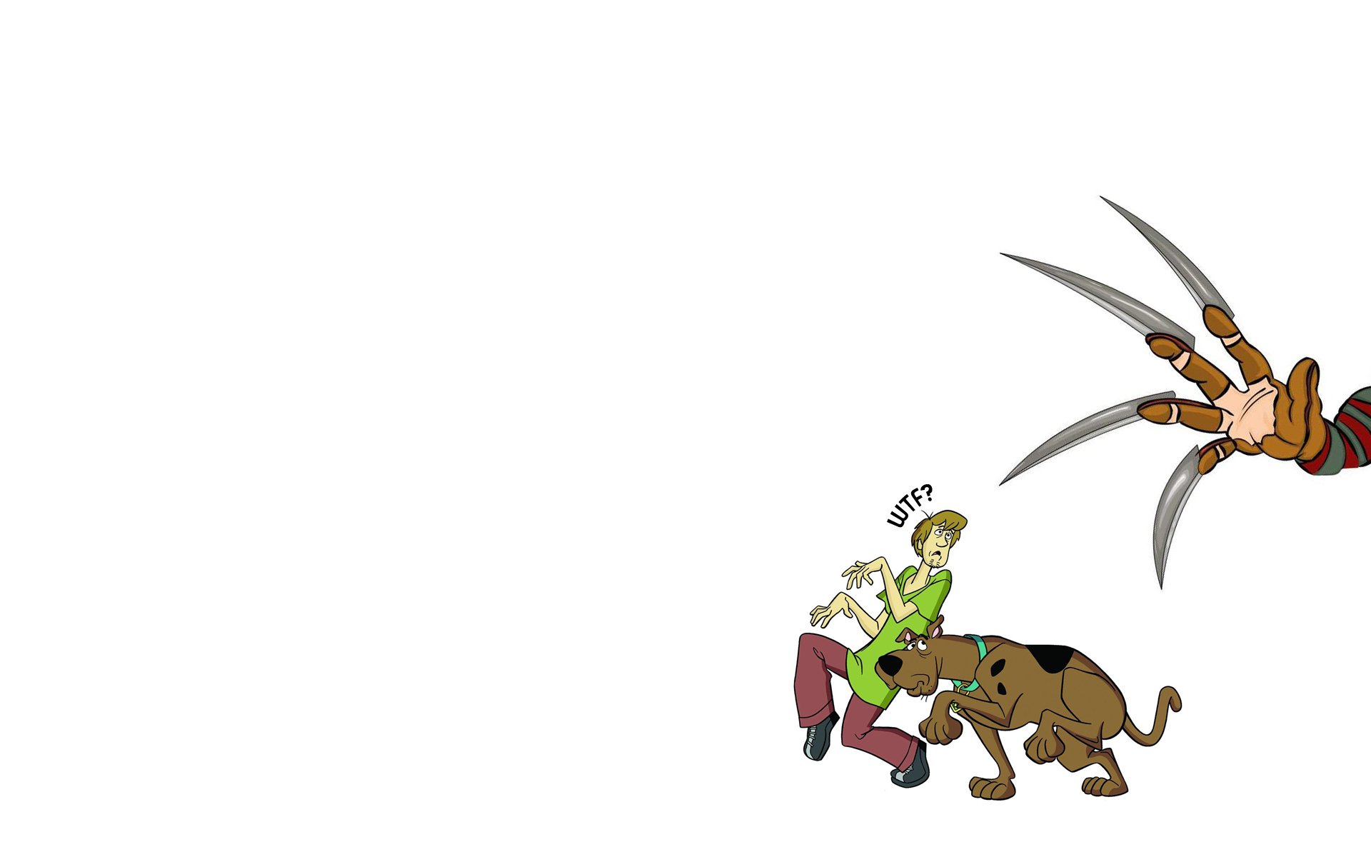 scooby-doo dog shaggy freddy krueger hand glove blade a nightmare on elm street funny the situation inscription wtf minimalism