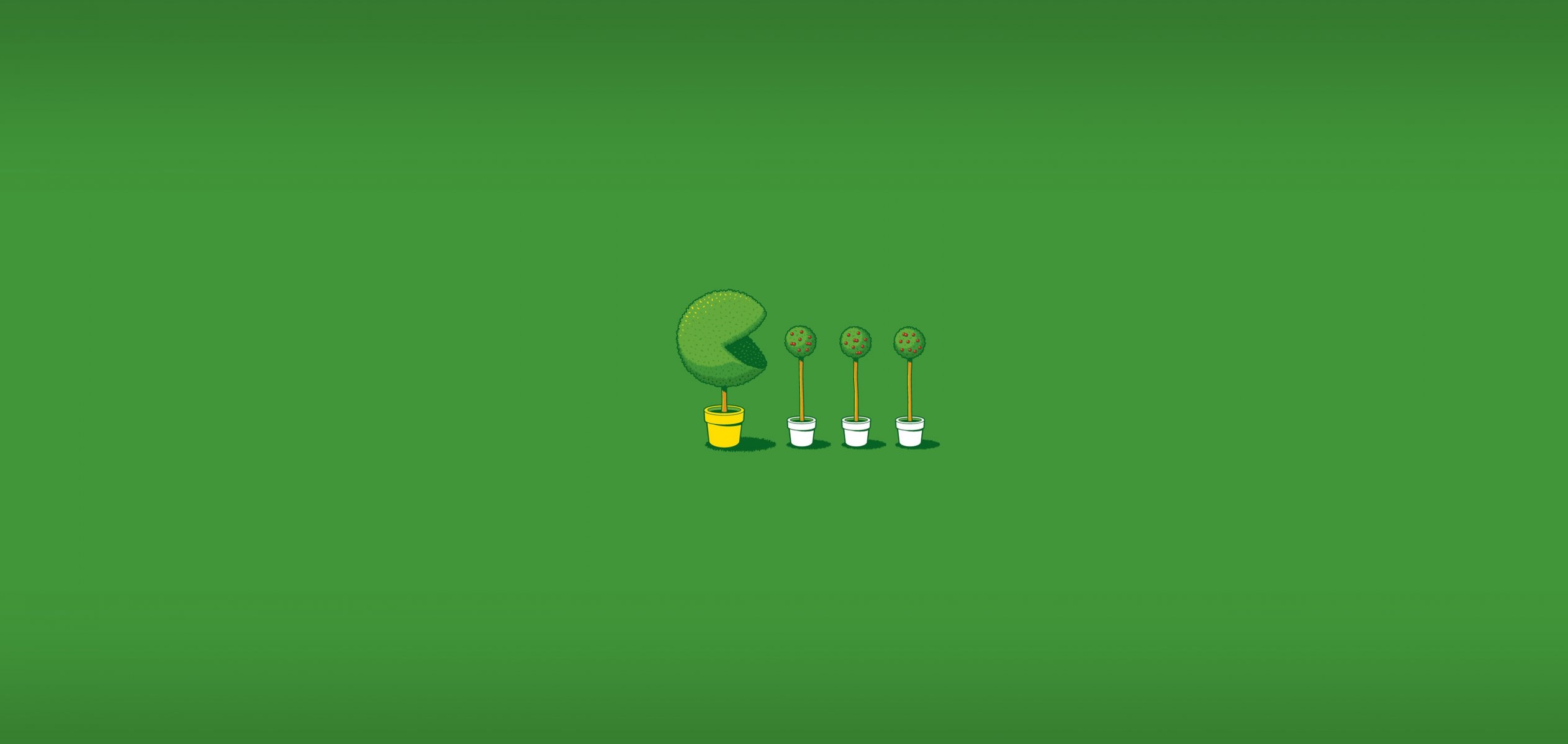 pac-man pacman game bush boxwood animation minimalism funny green pots glen jones hd