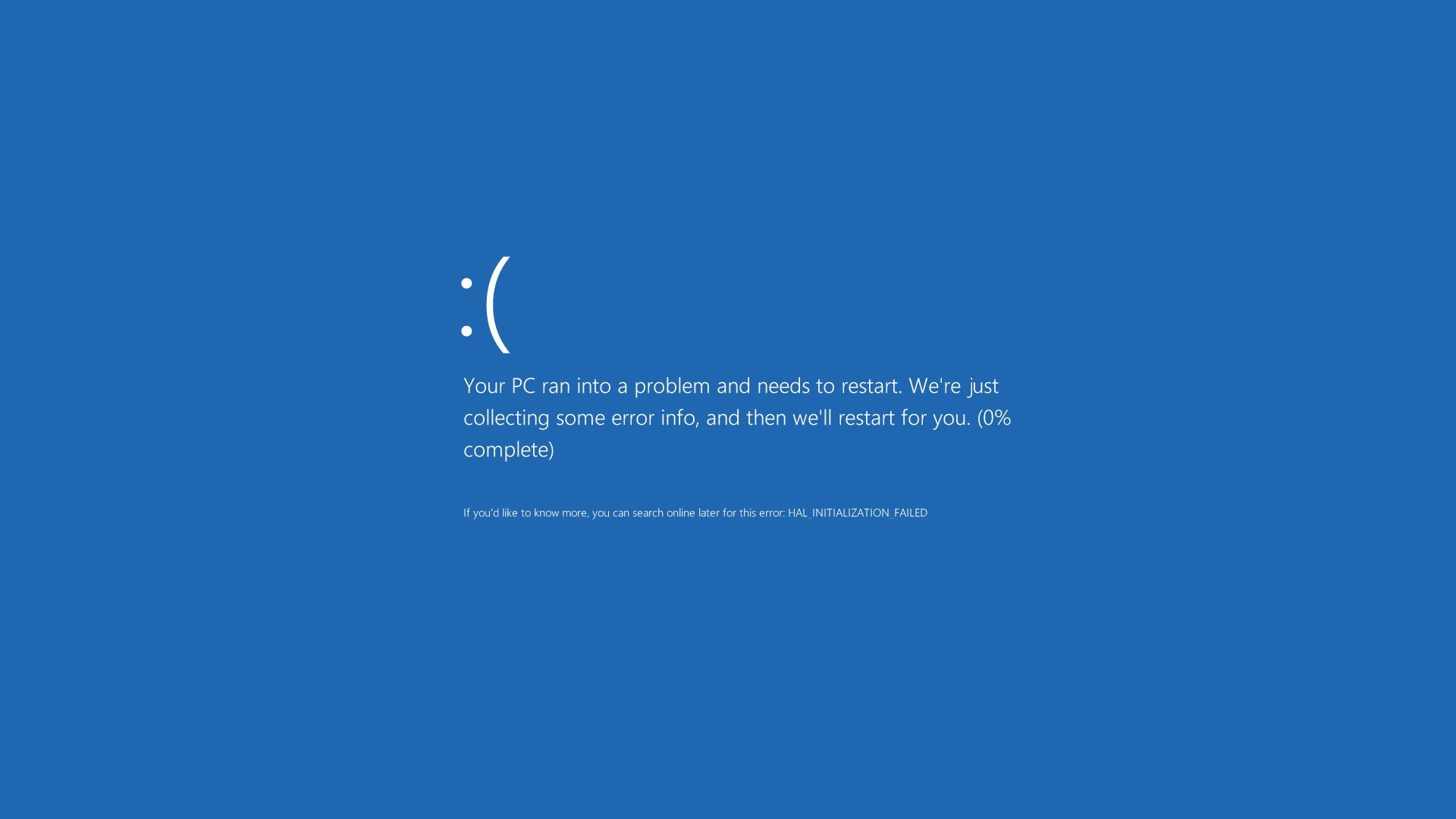 screen of death sad smile windows 8 blue minimalism inscription