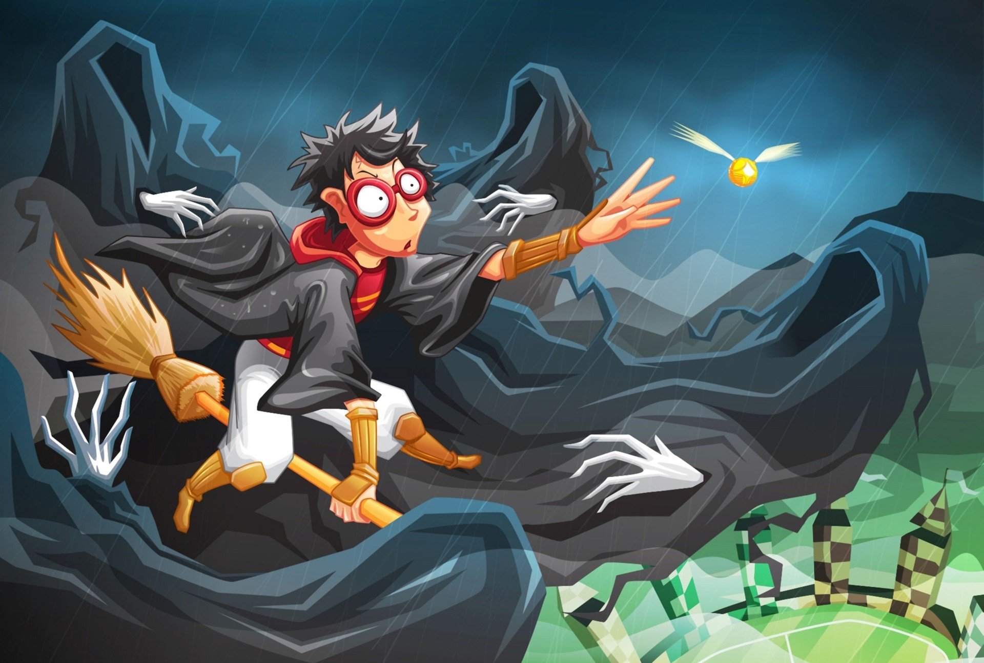 art harry potter dementors golden snitch quidditch game rain sunglasses