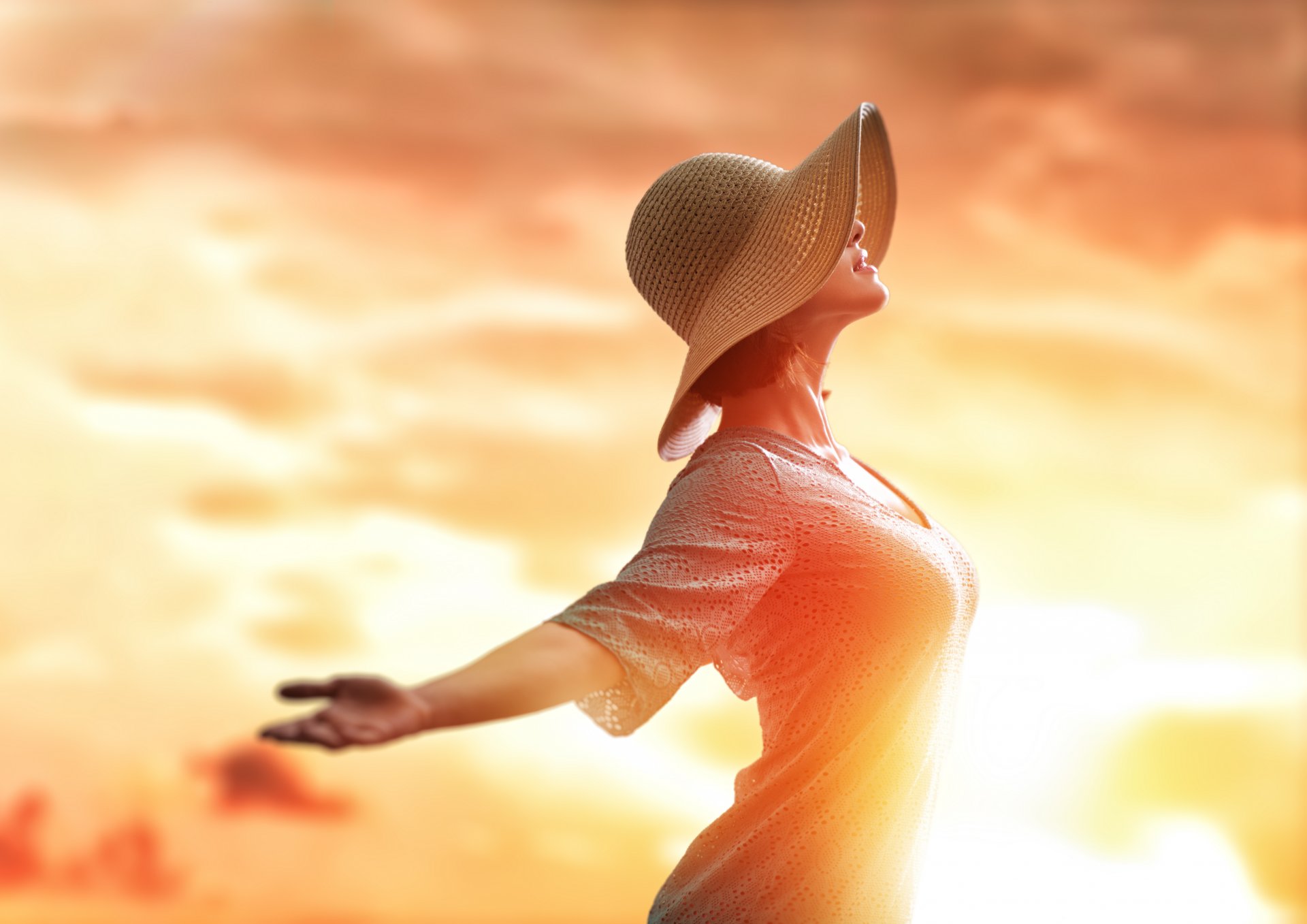 freedom sunset hat woman