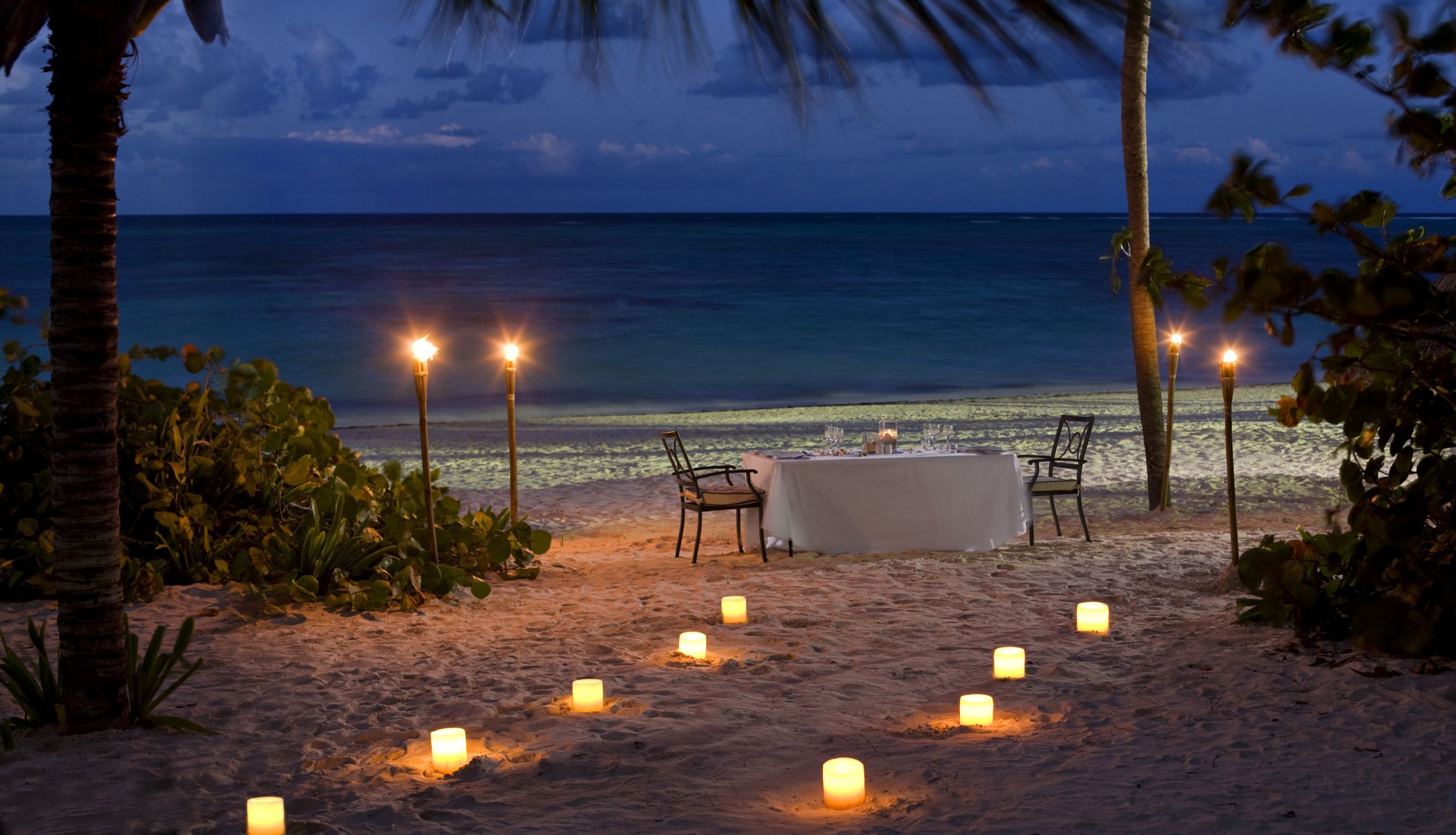 night beach dinner candles ocean romance sunset romantic view