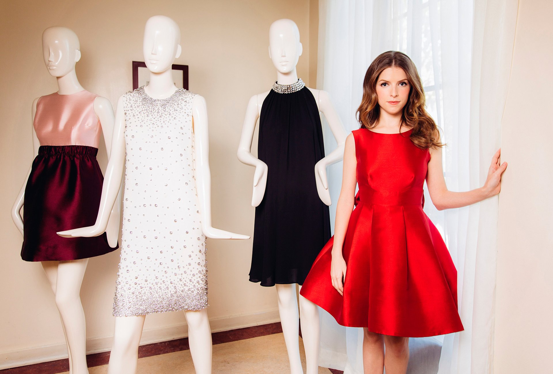 anna kendrick red dress house dress mannequins