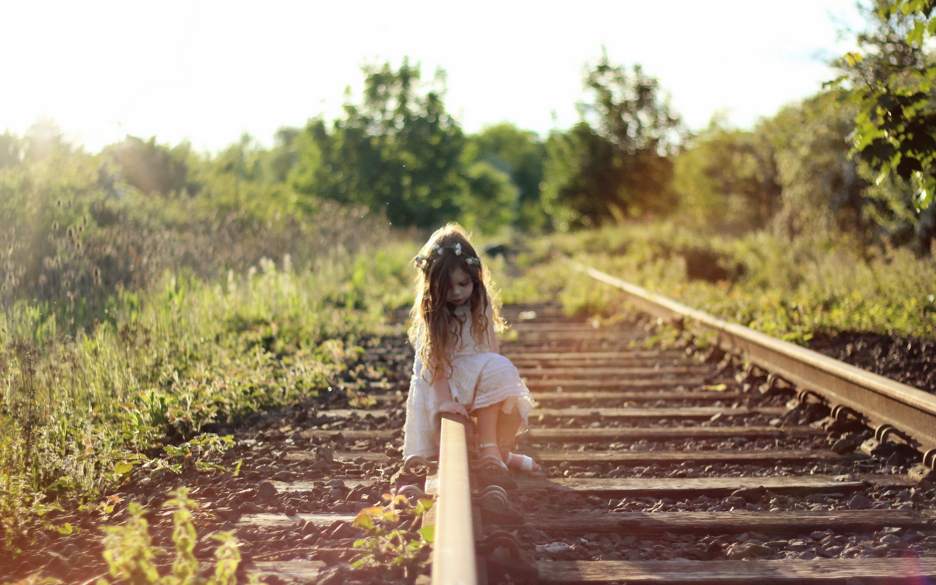 girl railroad mood summer