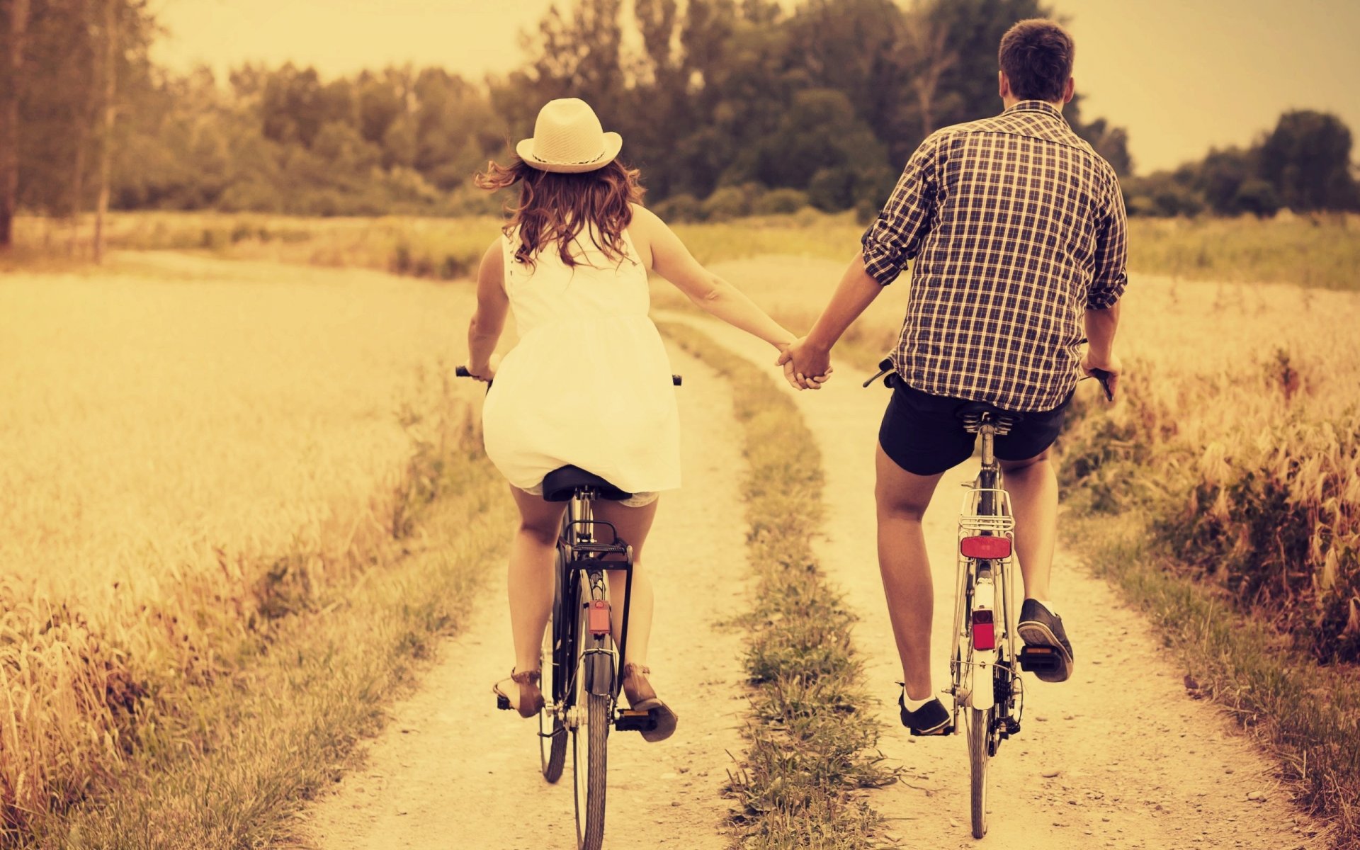 mood girl guy men a woman the pair couple bike sports hat hands heat nostalgia love nature background wallpaper widescreen full screen hd wallpapers
