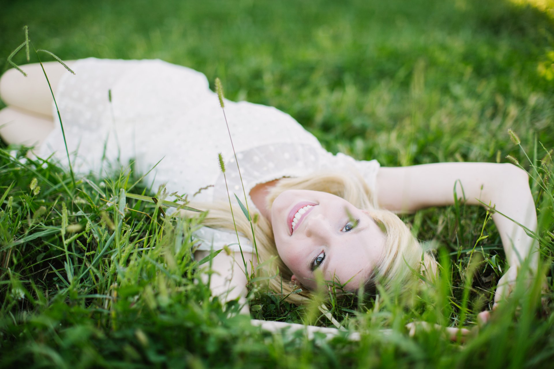 mood girl blonde smile tender nature grass green meadow background wallpaper widescreen full screen hd wallpapers