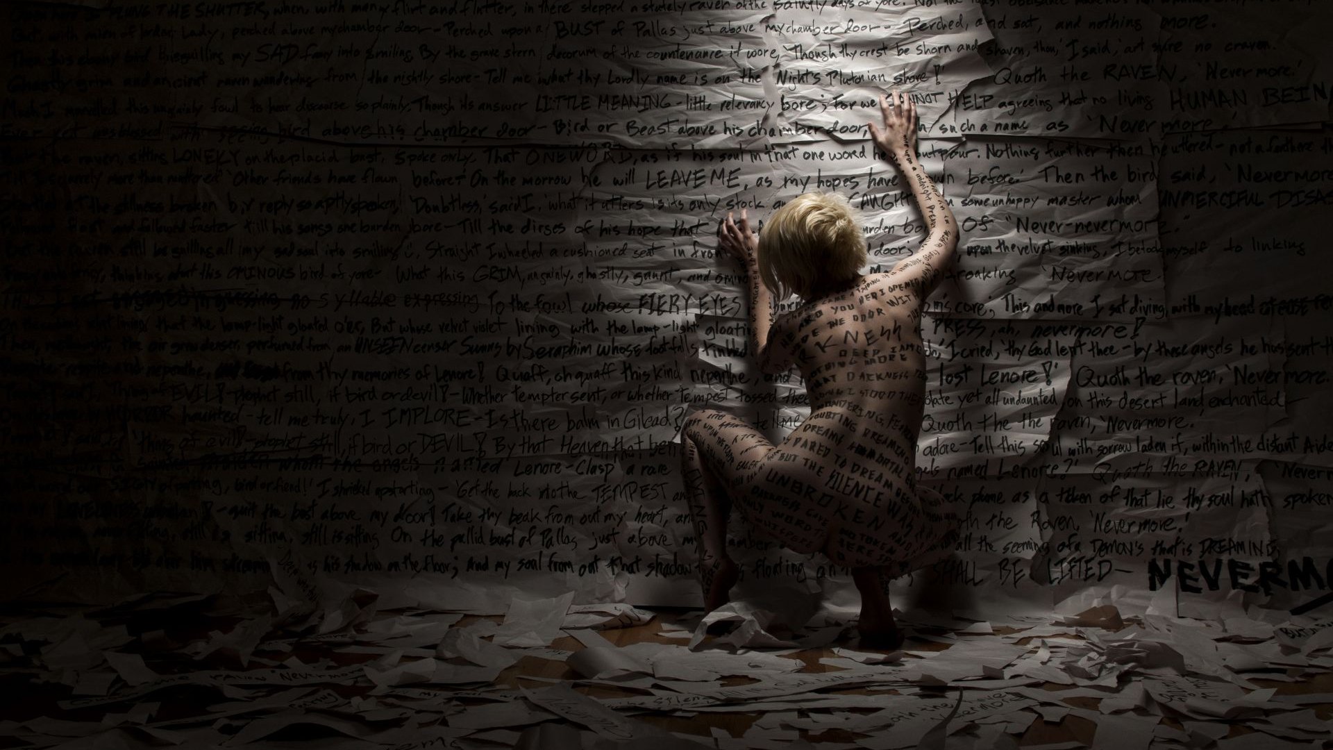 girl wall inscription paper back emotions