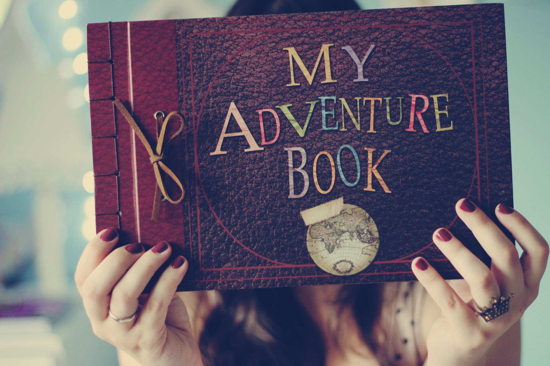 mood girl book adventure my adventure book rope lacquer. ring decoration accessories hands background wallpaper