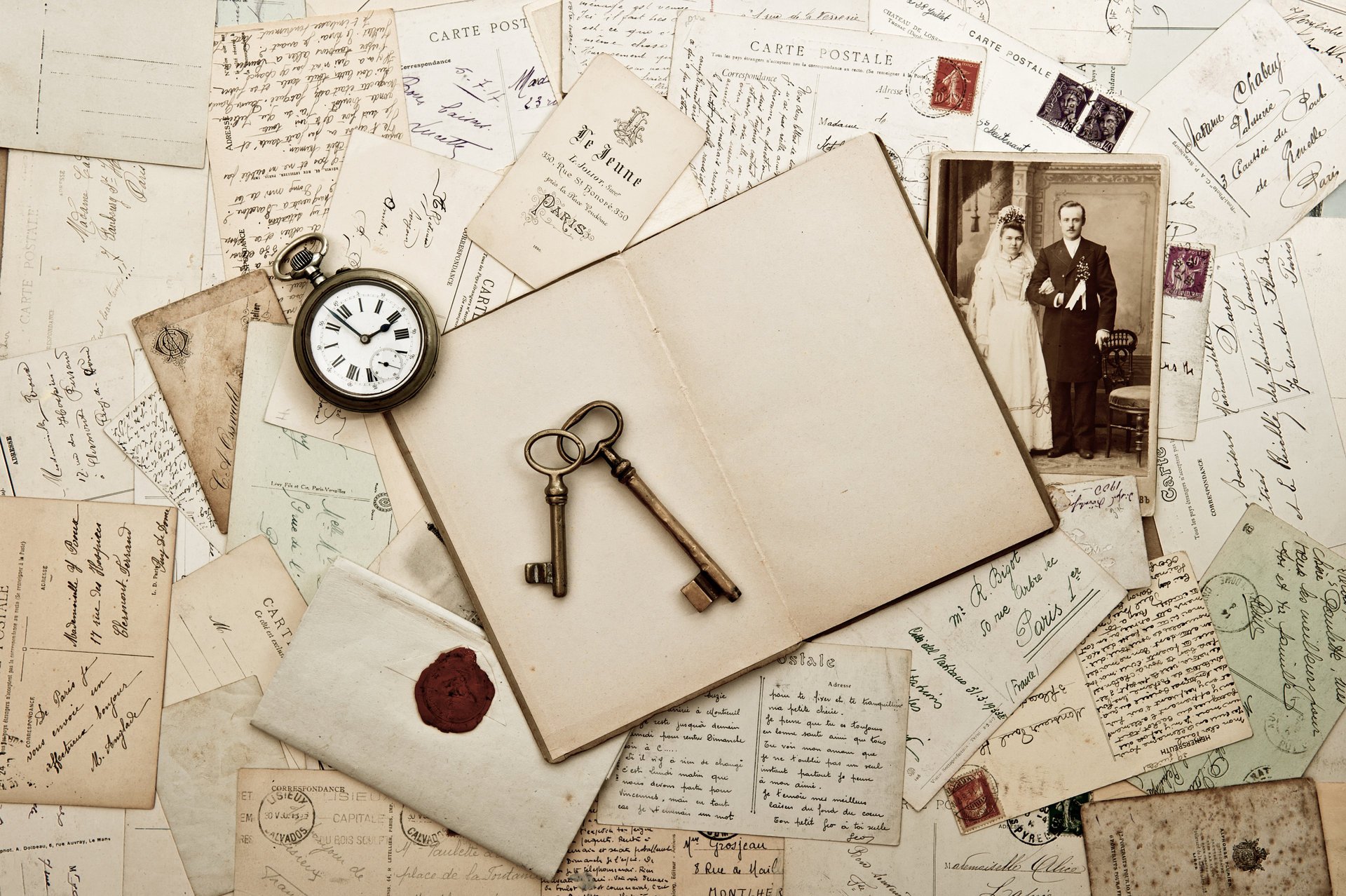 vintage retro photo a letter book watches wax seal brand