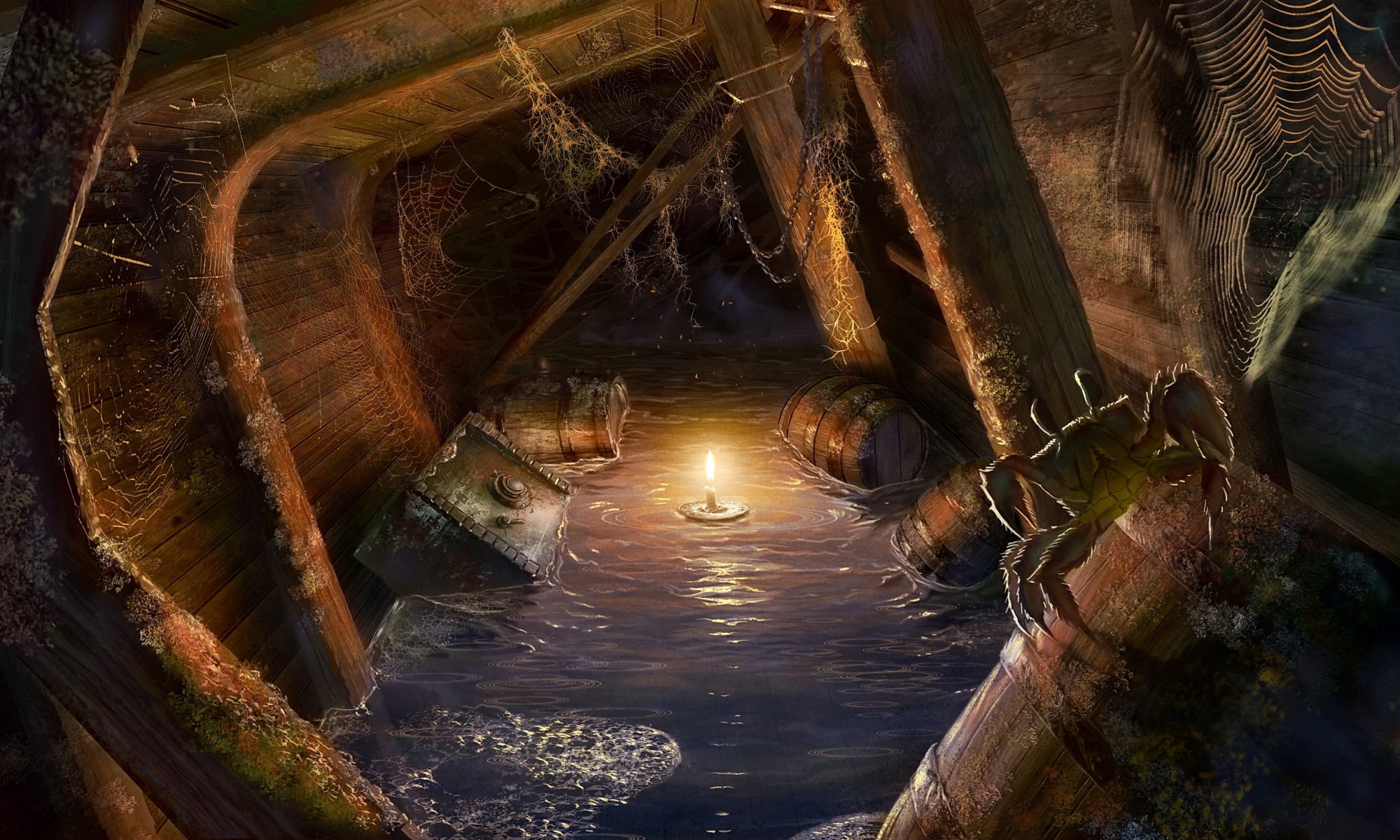 locations for games masterbo bogdan maistrenko pirates ship spider candle light hold trunks drums web crab fantasy location