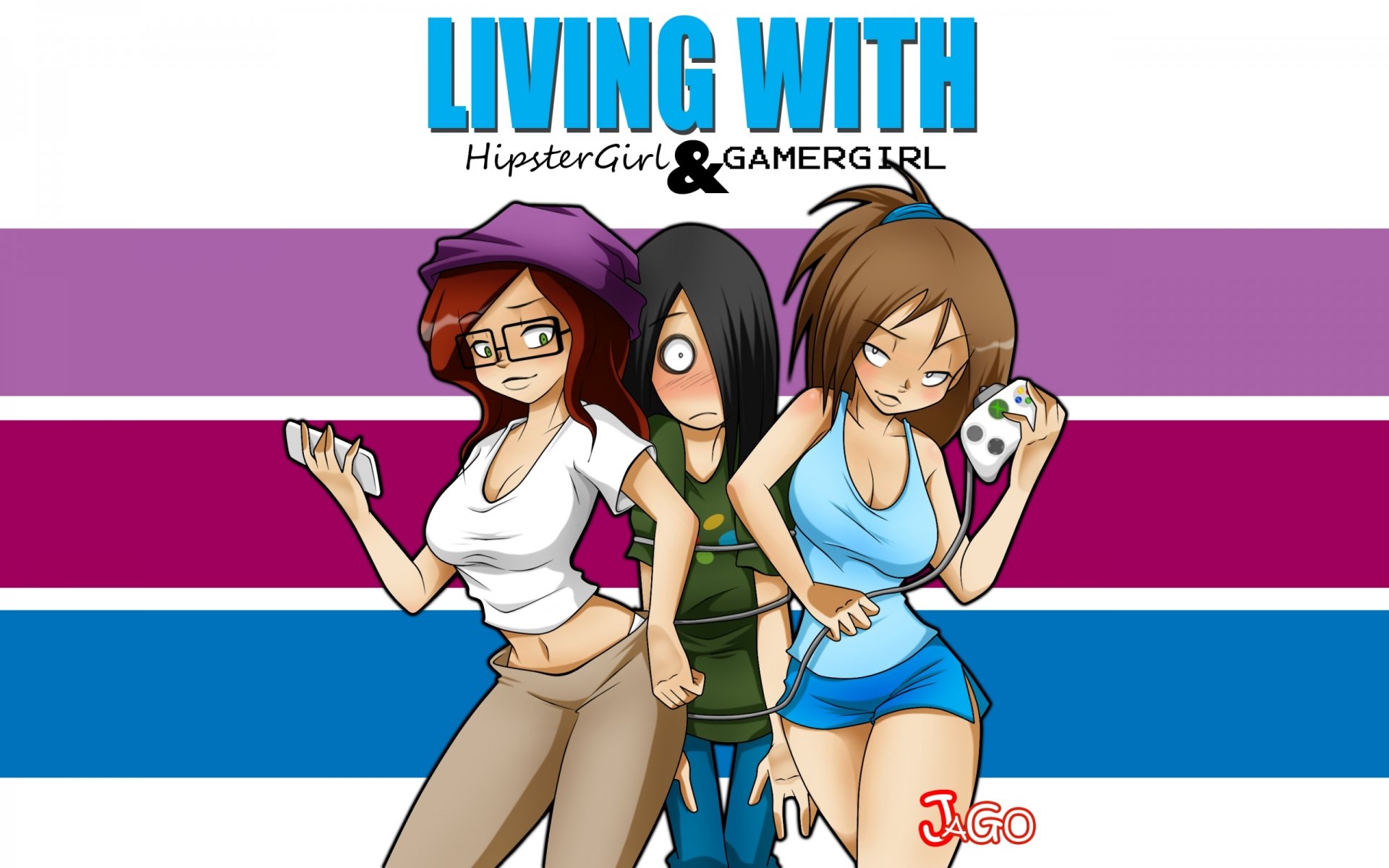jago comics sexy living with hipstergirl gamergirl erika artur sophie eric arthur sofie inscription background