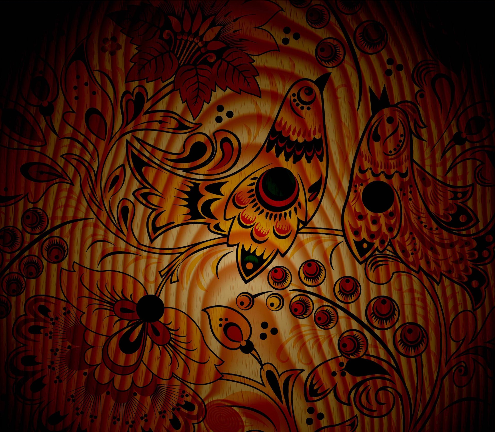 textures background tree patterns picture birds the pair berries flower plants