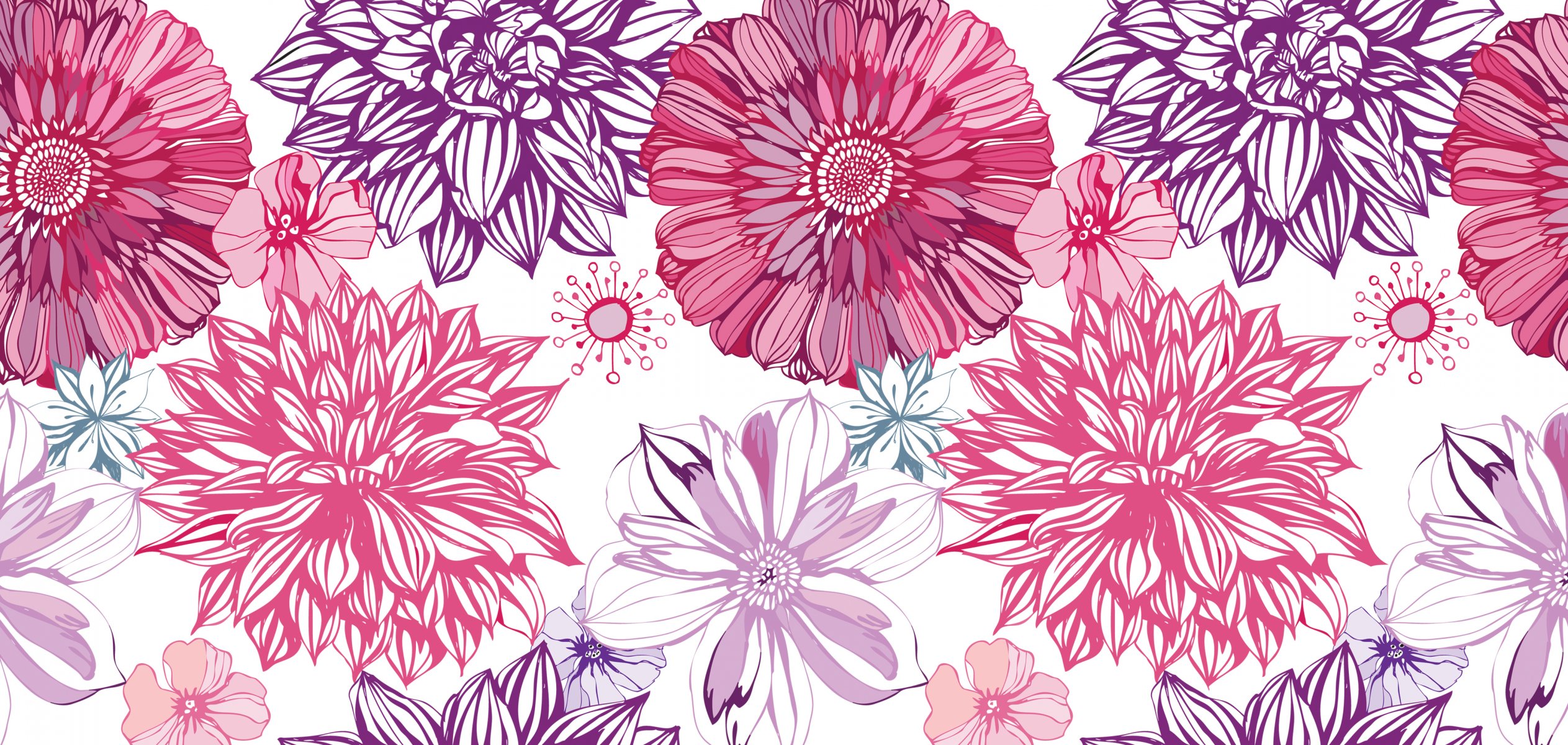 asters dahlias buds vector picture art