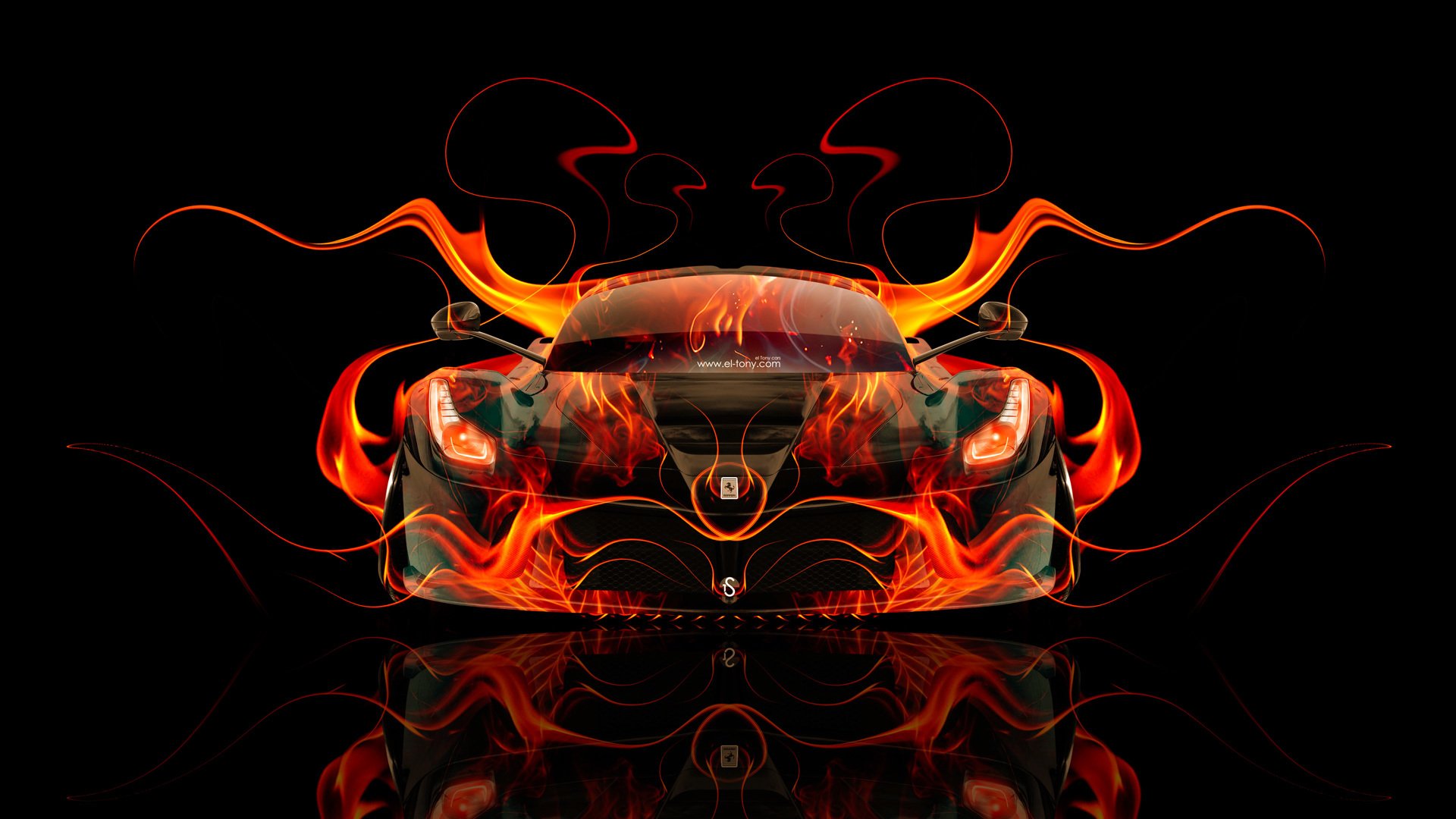 tony kokhan ferrari laferrari fire car orange black abstract hybrid el tony cars photoshop hd wallpapers design art style tony cohan laferari view machine background pl