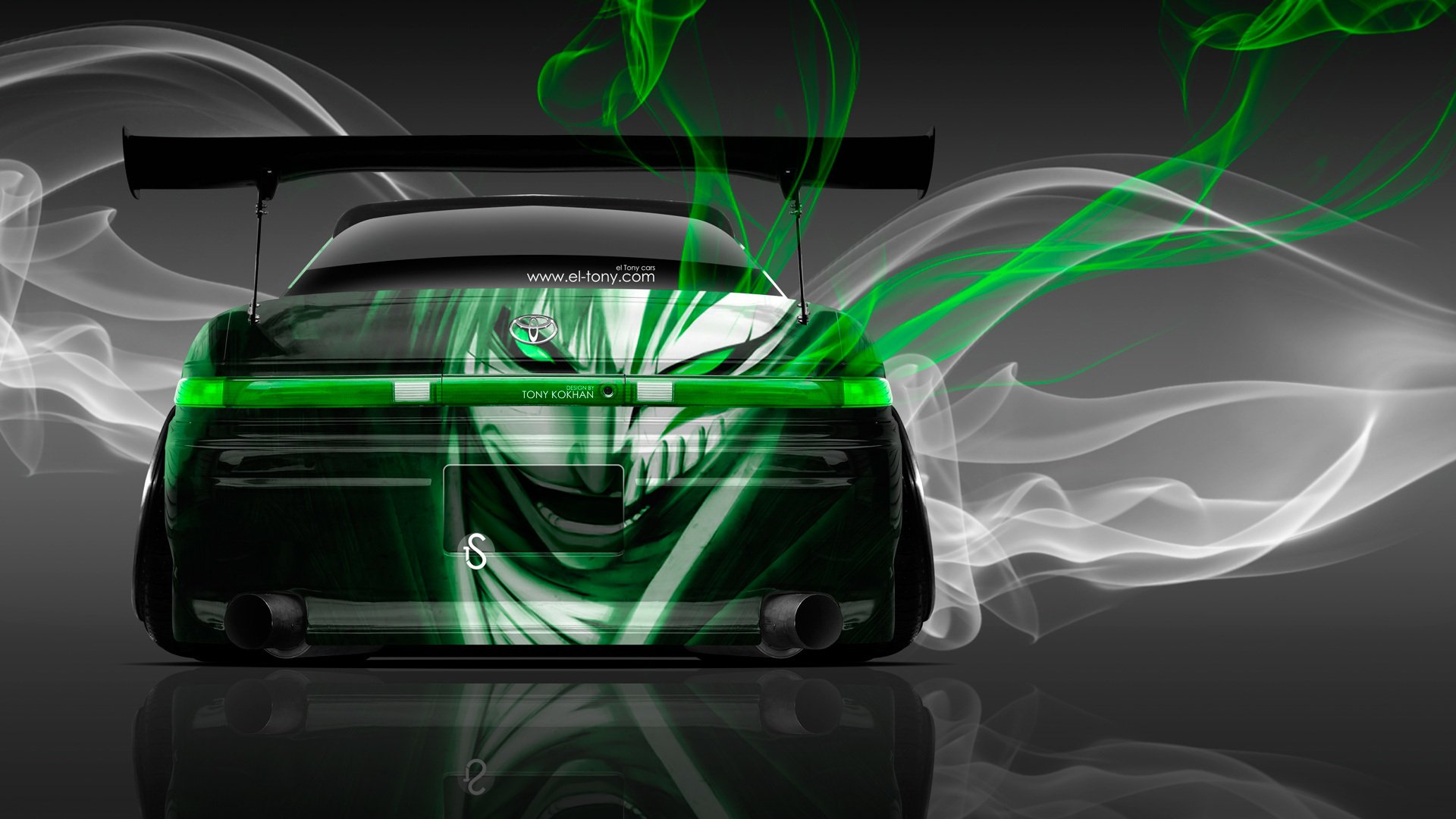 tony kokhan toyota mark2 jzx90 jdm anime aerography bleach smoke drift style el tony cars back car photoshop tuning hd wallpapers tony cohan 90 body dzhedeem airbrush green art wallpaper