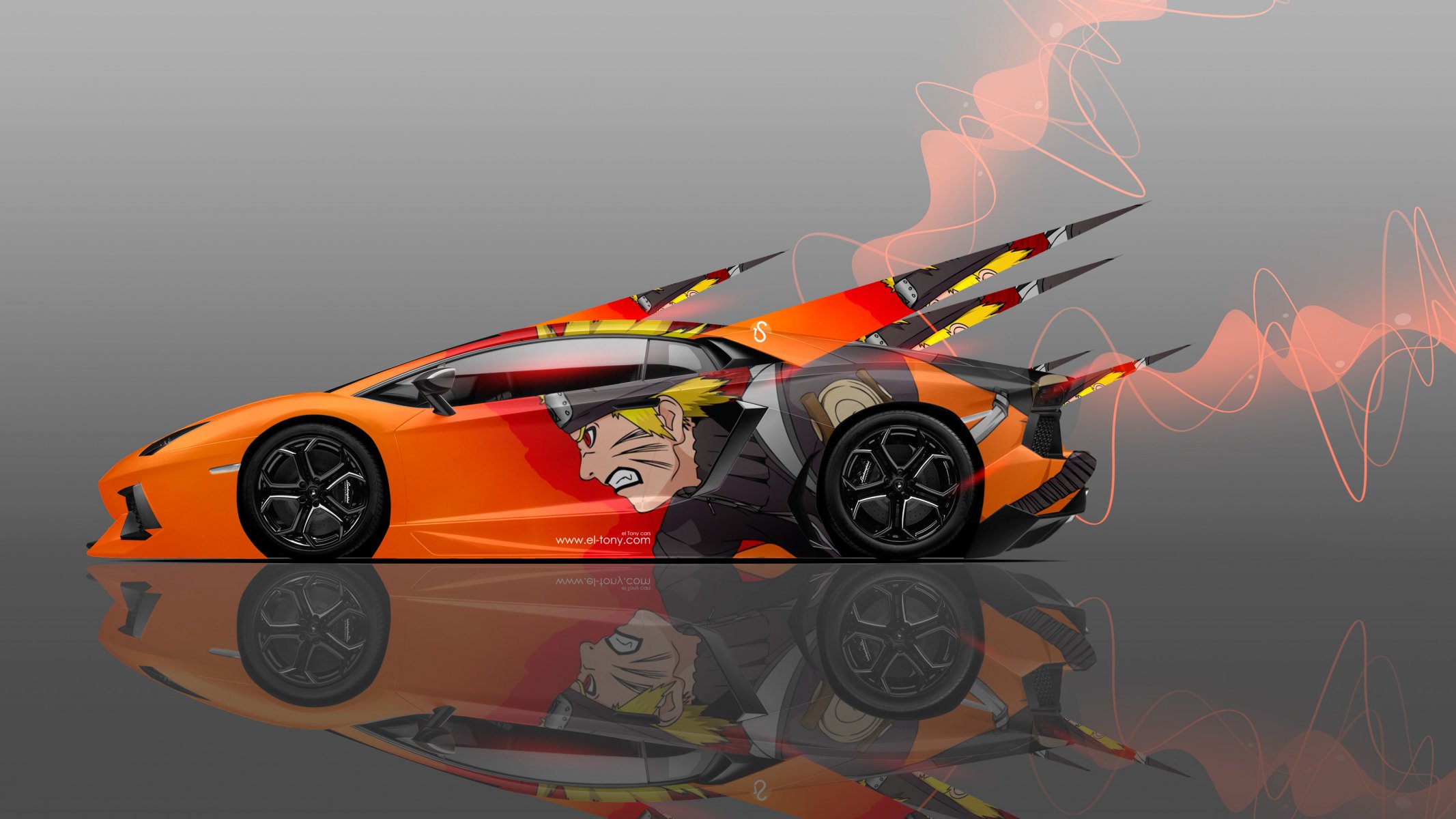 tony kokhan lamborghini aventador side anime naruto aerography car orange neon effects 4k wallpapers el tony cars design art style auto photoshop tony cohan a side view airbrush machine ab