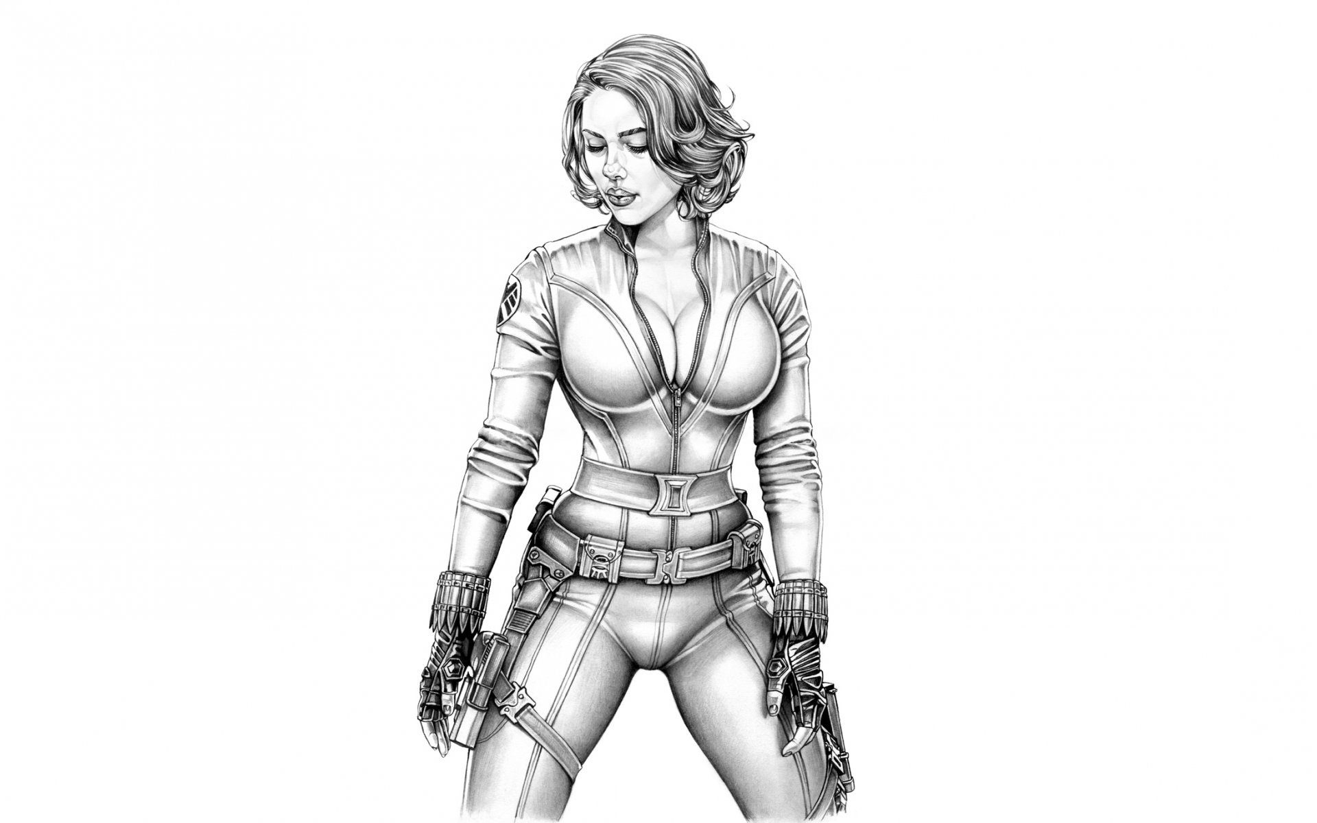 scarlett johansson girl avengers art armando huerta pencil white background