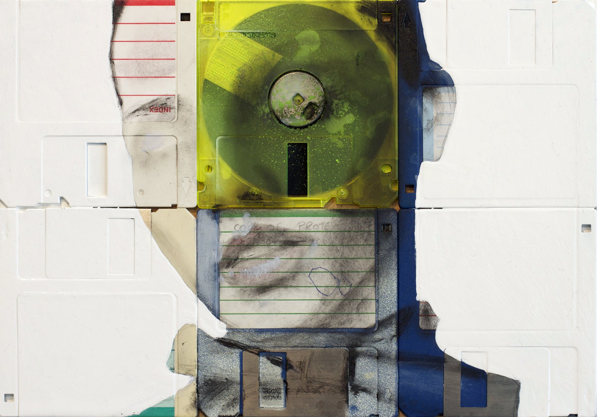 nick gentry style picture floppy disk girl portrait floppy art floppy-art art paint view eye