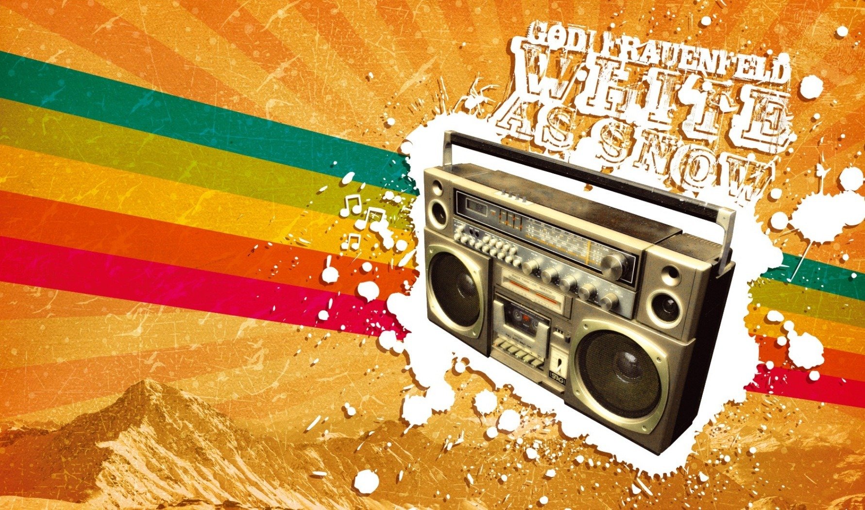 style art bright flowers cassette tape retro old school style inscription background wallpaper