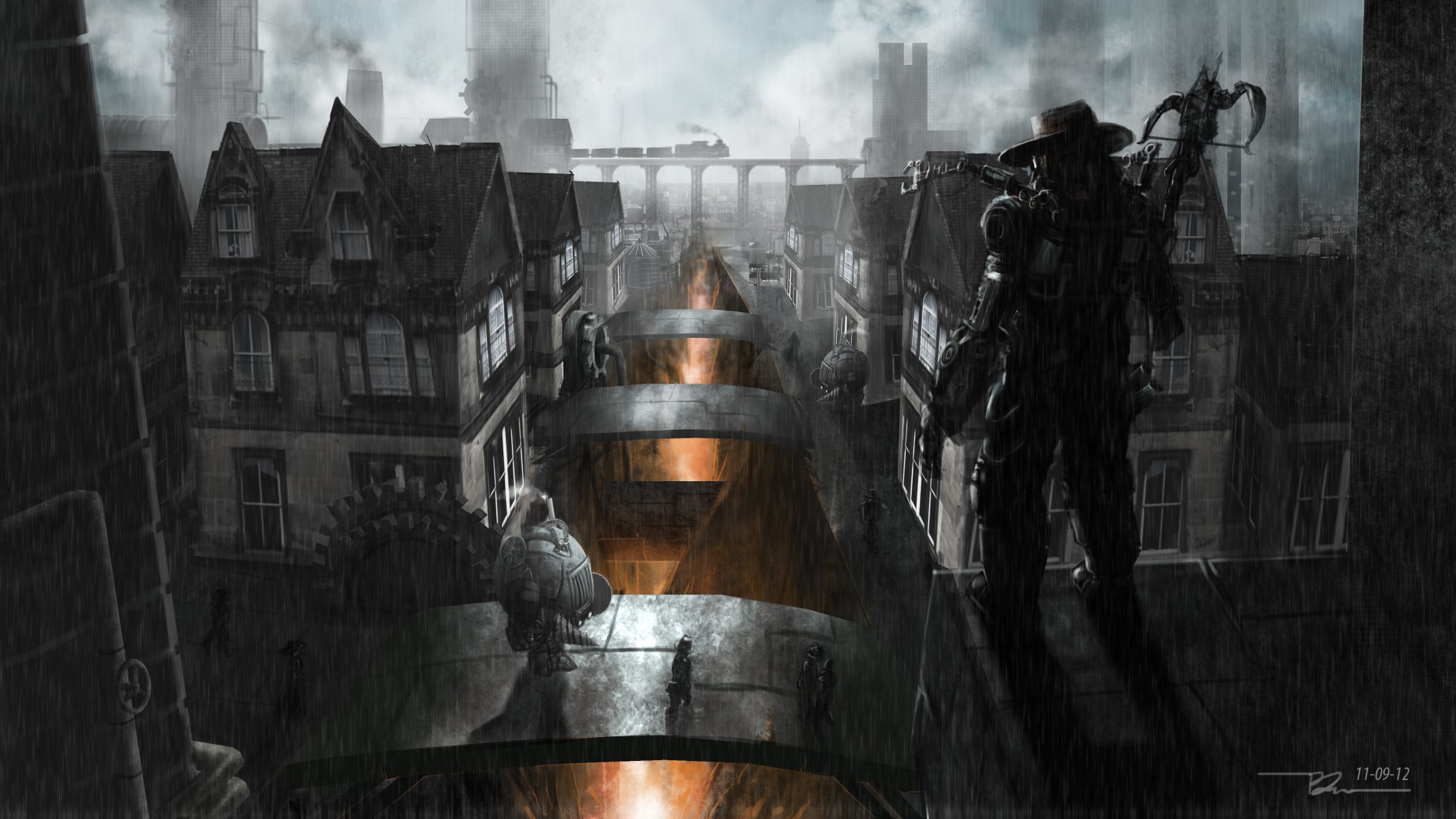 art town night bridge robots hunter hat weapon train crossbow of the tube lava the abyss