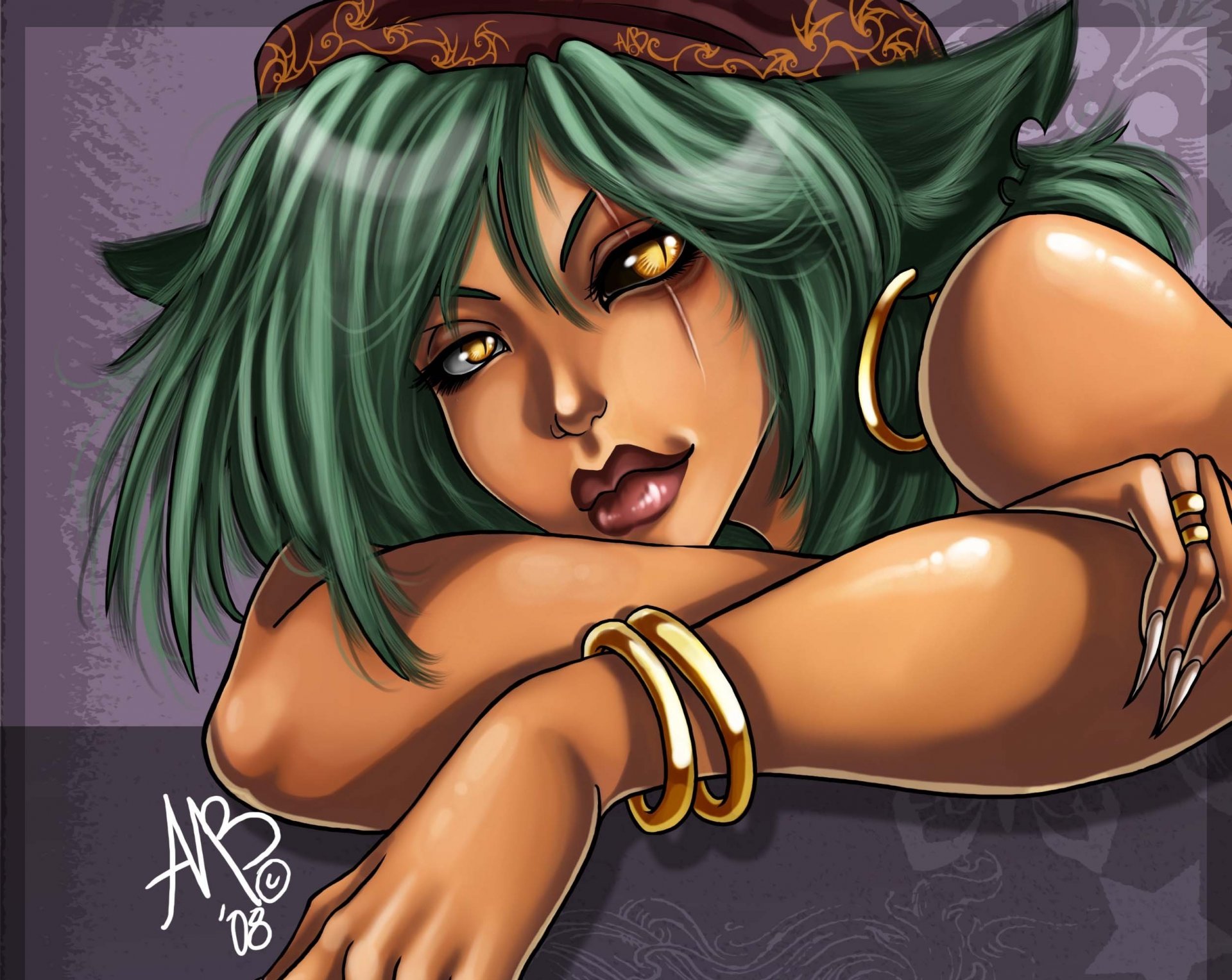 amberly berendson harpyqueen girl elf earrings bracelet face scar hands nails