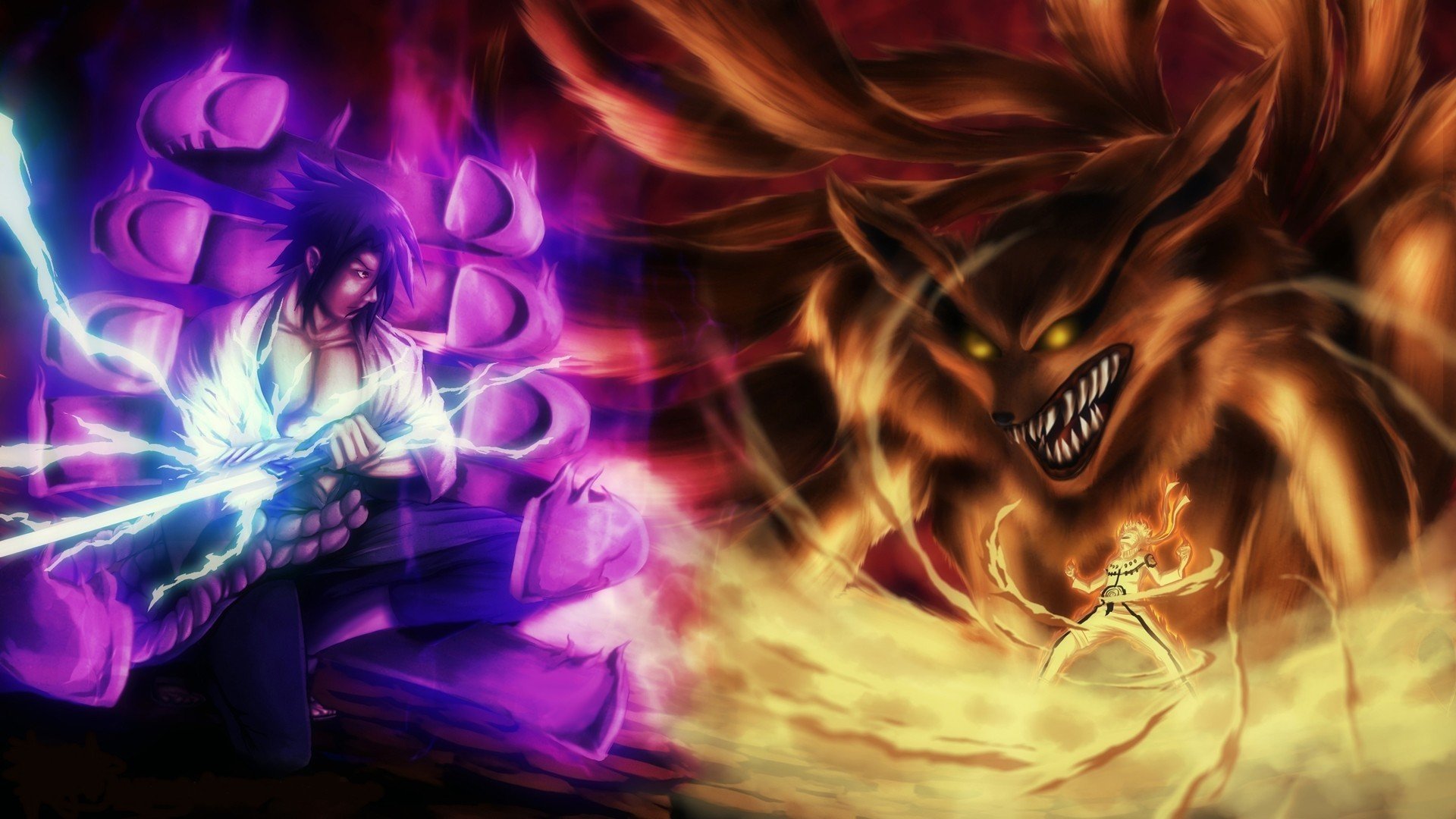 naruto vs sasuke naruto shippuden naruto uzumaki sasuke uchiha kyuubi mode kurama no yoko susano'o fox raikiri chidori sword katana demon fox special power manga anime mangekyou sharingan doujutsu kek